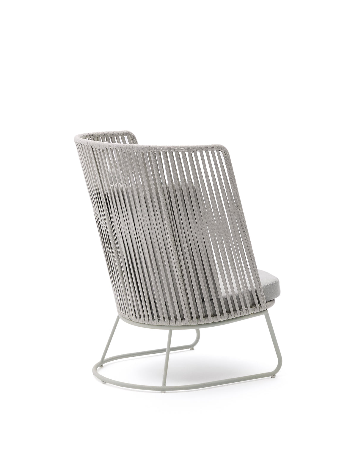 Outdoor-Sessel mit hoher Rückenlehne Saconca aus Seil und grau verzinktem Stahl - ZEN ZONE Furniture
