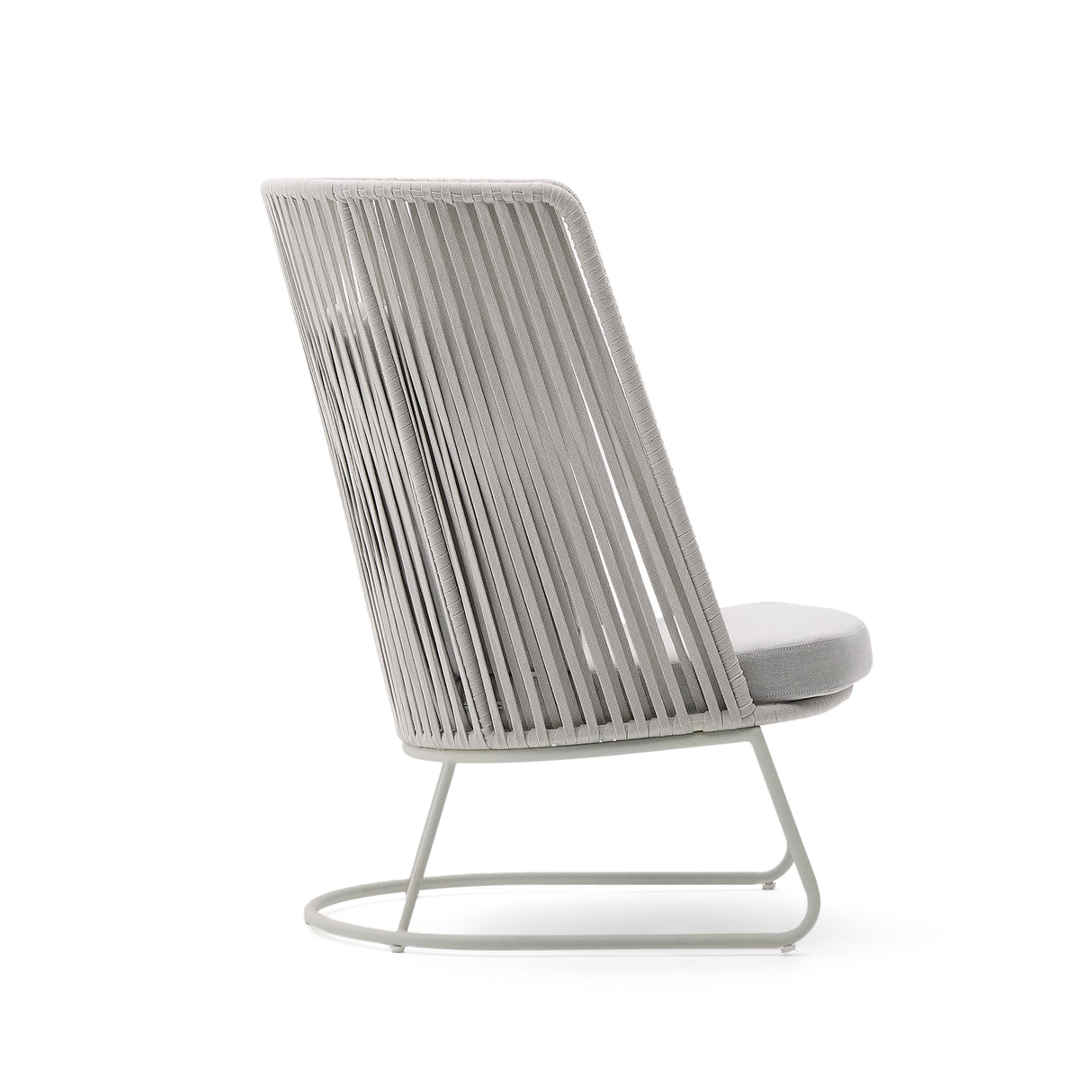 Outdoor-Sessel mit hoher Rückenlehne Saconca aus Seil und grau verzinktem Stahl - ZEN ZONE Furniture