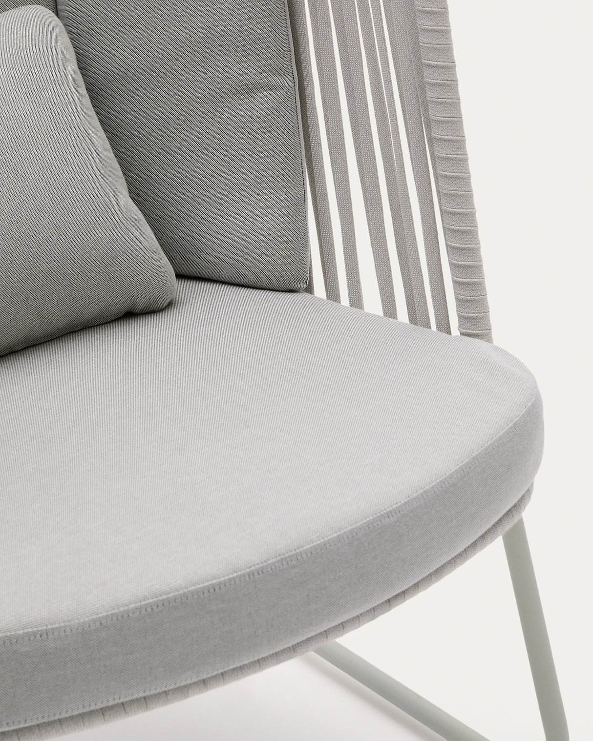 Outdoor-Sessel mit hoher Rückenlehne Saconca aus Seil und grau verzinktem Stahl - ZEN ZONE Furniture