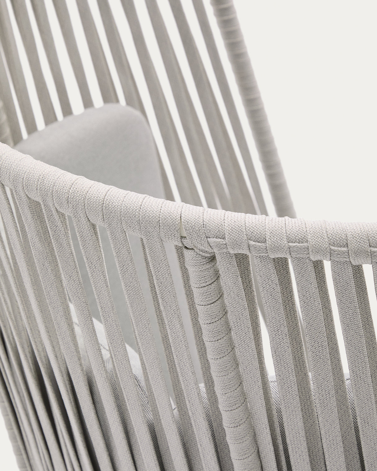 Outdoor-Sessel mit hoher Rückenlehne Saconca aus Seil und grau verzinktem Stahl - ZEN ZONE Furniture