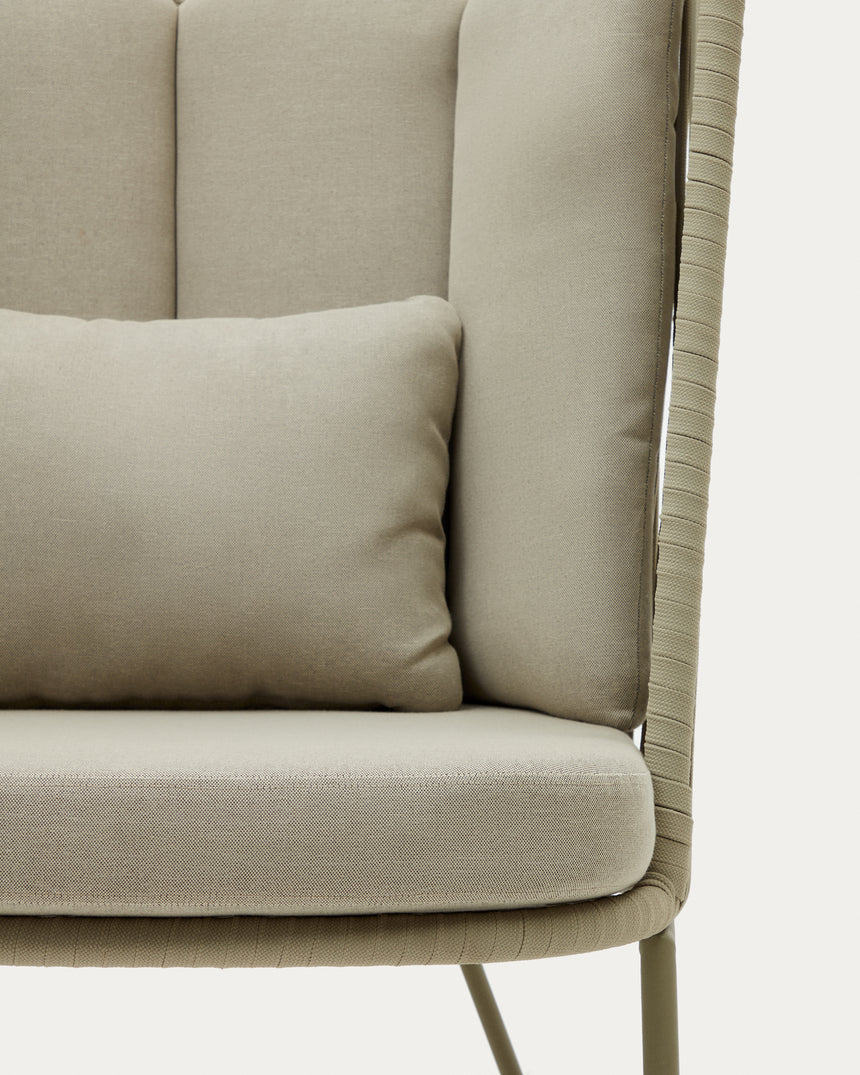 Sacona Sessel mit hoher Rückenlehne für den Außenbereich mit Flechtwerk und verzinktem Stahl, grün - ZEN ZONE Furniture