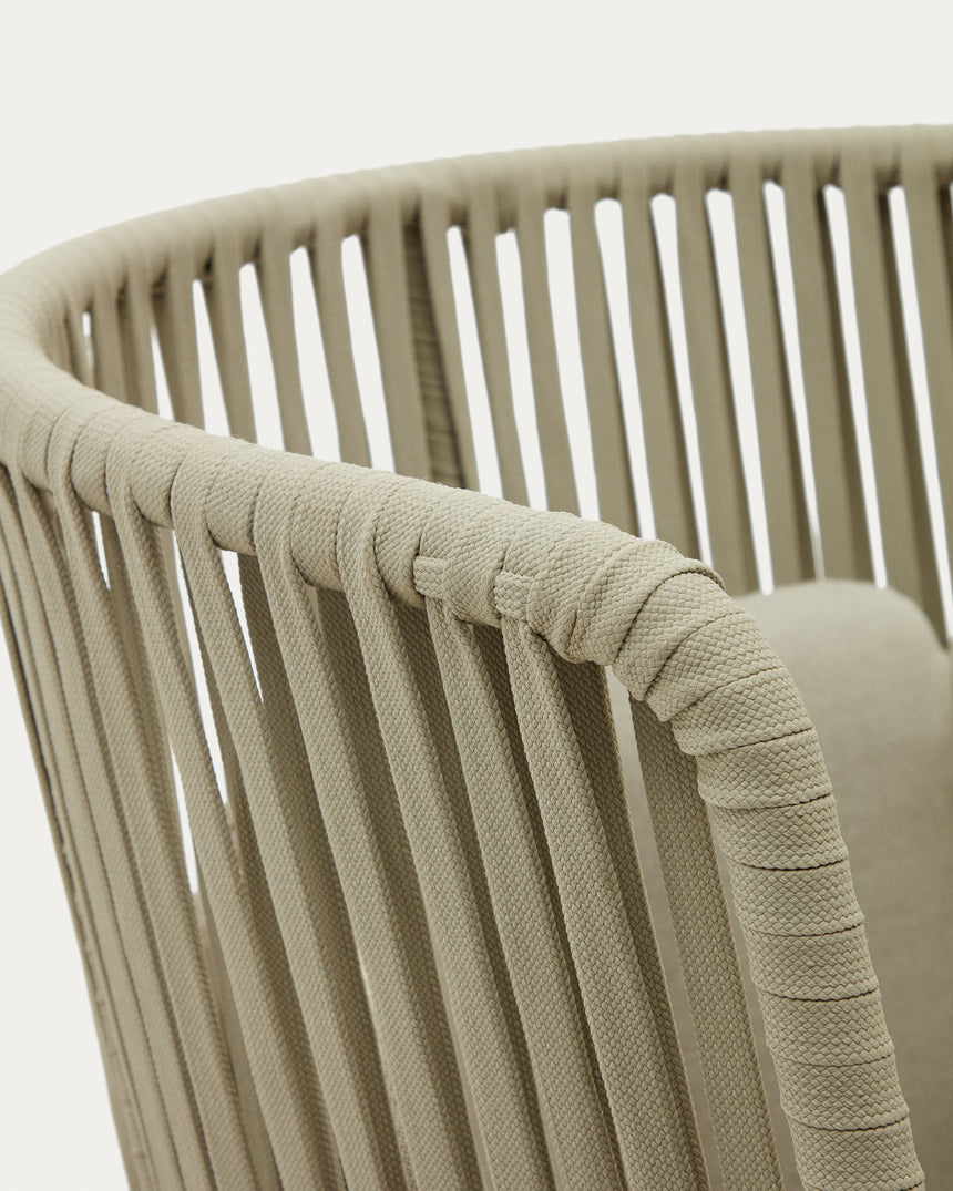 Sacona Sessel mit hoher Rückenlehne für den Außenbereich mit Flechtwerk und verzinktem Stahl, grün - ZEN ZONE Furniture