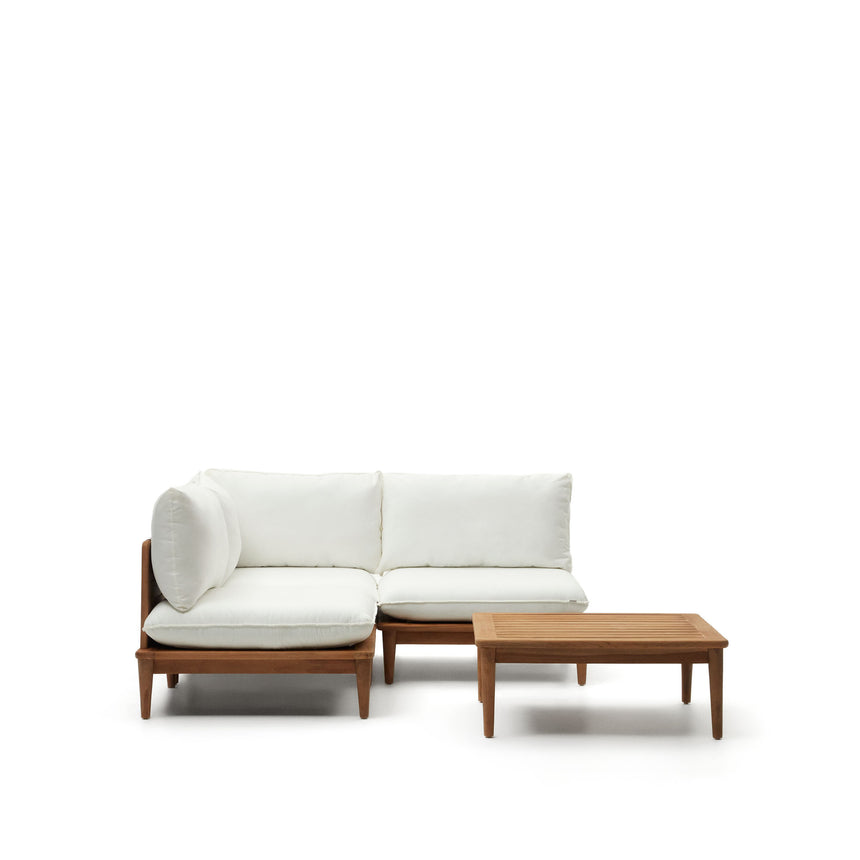 Portitxol modulares Set Ecksessel, 2 Sessel und Couchtisch aus massivem Teakholz - ZEN ZONE Furniture