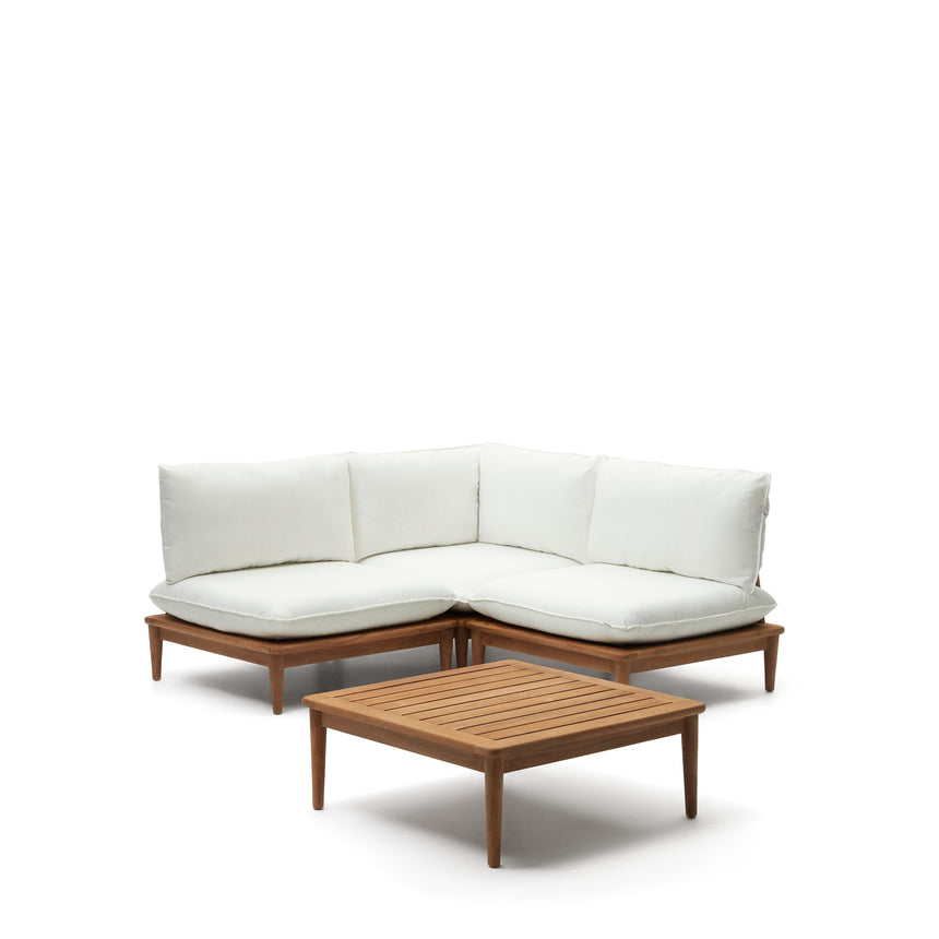 Portitxol modulares Set Ecksessel, 2 Sessel und Couchtisch aus massivem Teakholz - ZEN ZONE Furniture