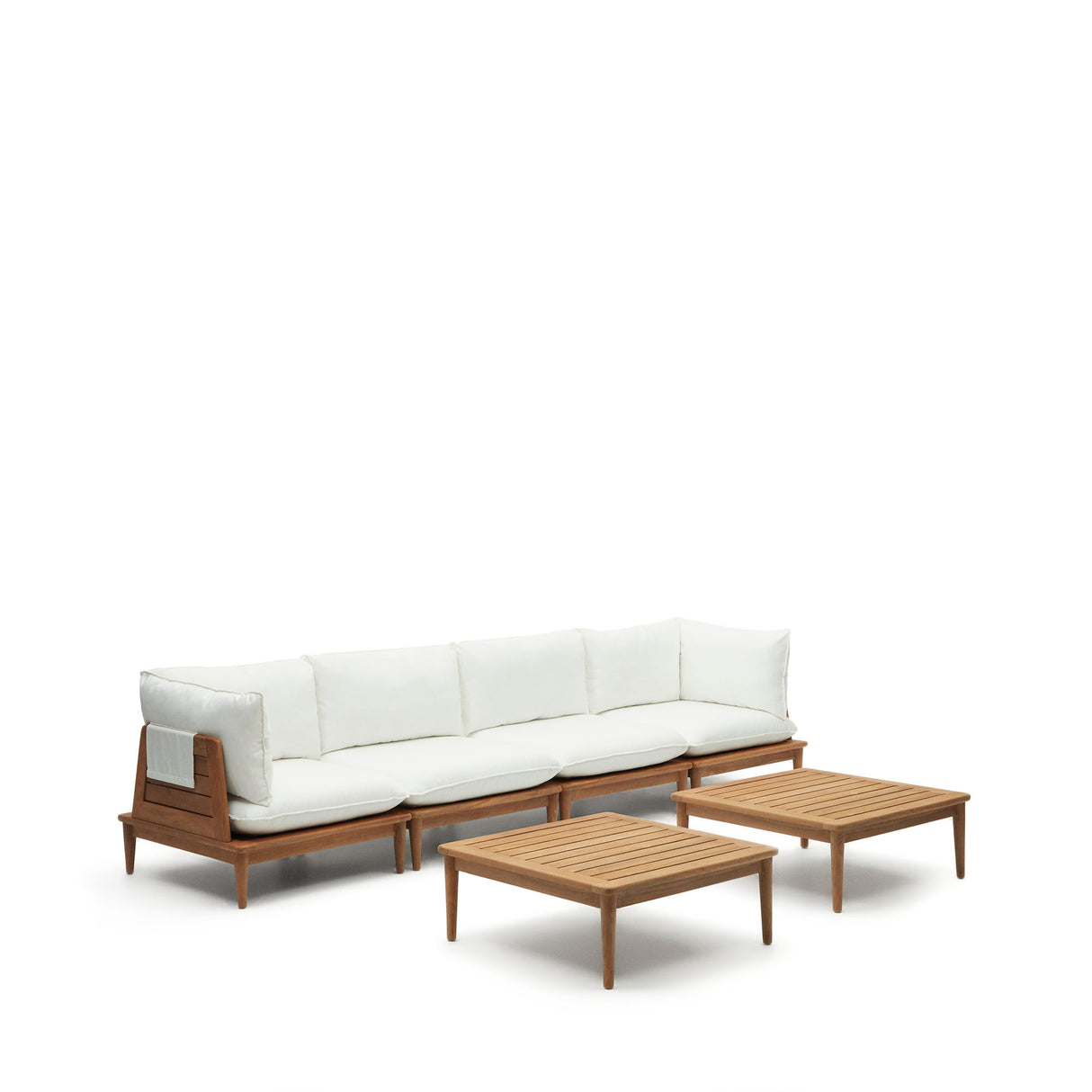 Portitxol modulares Set 2 Ecksessel, 2 Sessel und 2 Couchtische aus massivem Teakholz - ZEN ZONE Furniture