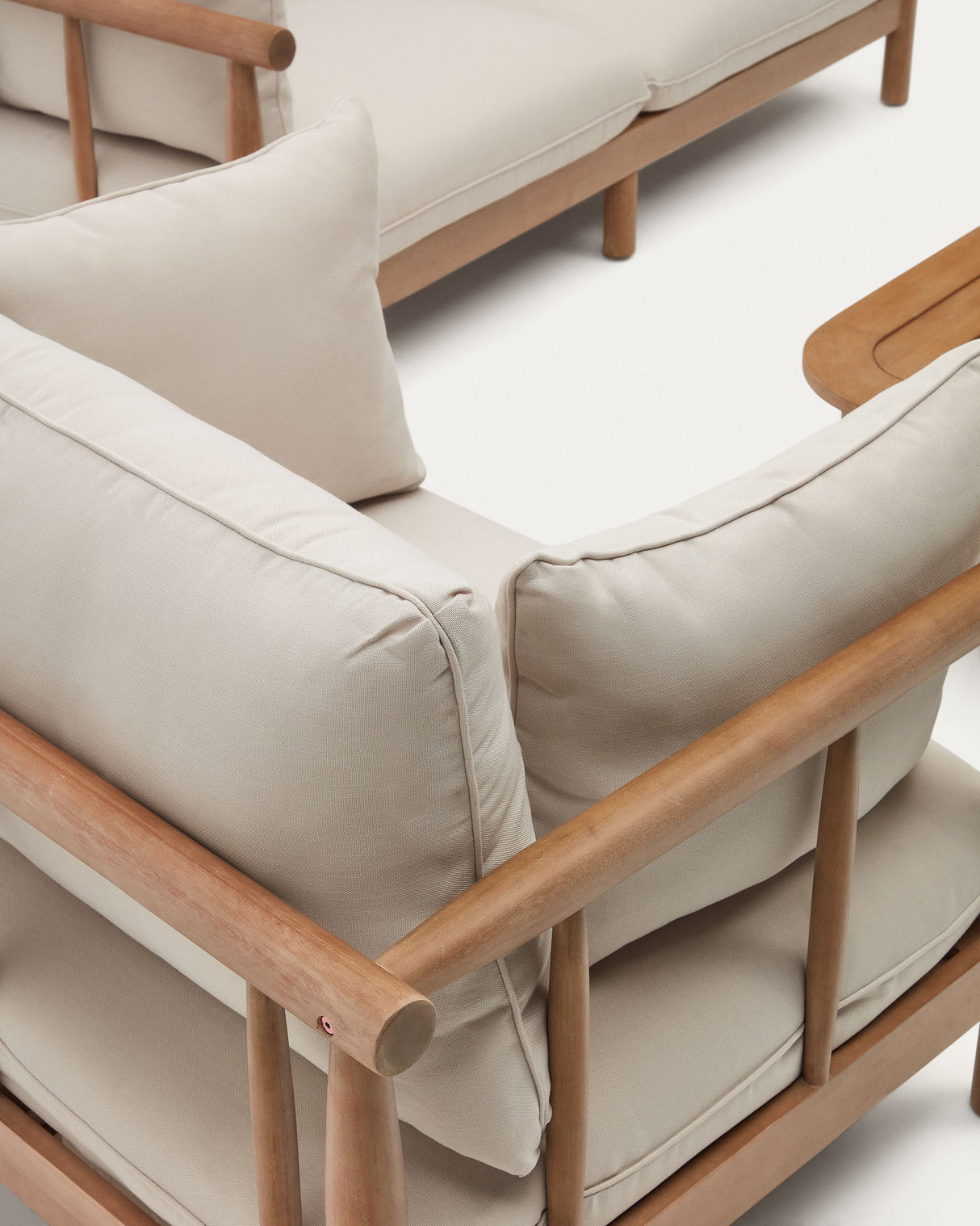 Sacova Set 2 Sesseln, 2-Sitzer-Sofa und Couchtisch massives Eukalyptusholz 100% FSC - ZEN ZONE Furniture