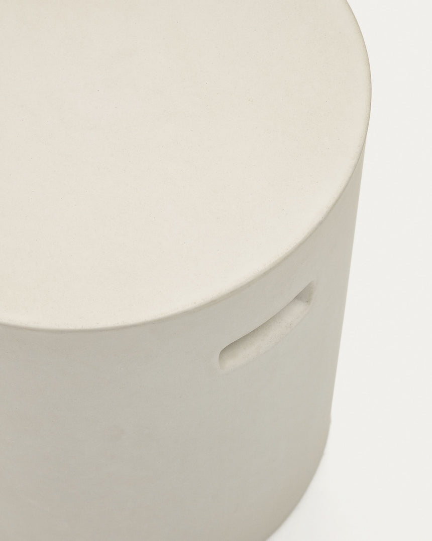 Aiguablava Pouf aus Zement in Weiß Ø 37 cm - ZEN ZONE Furniture