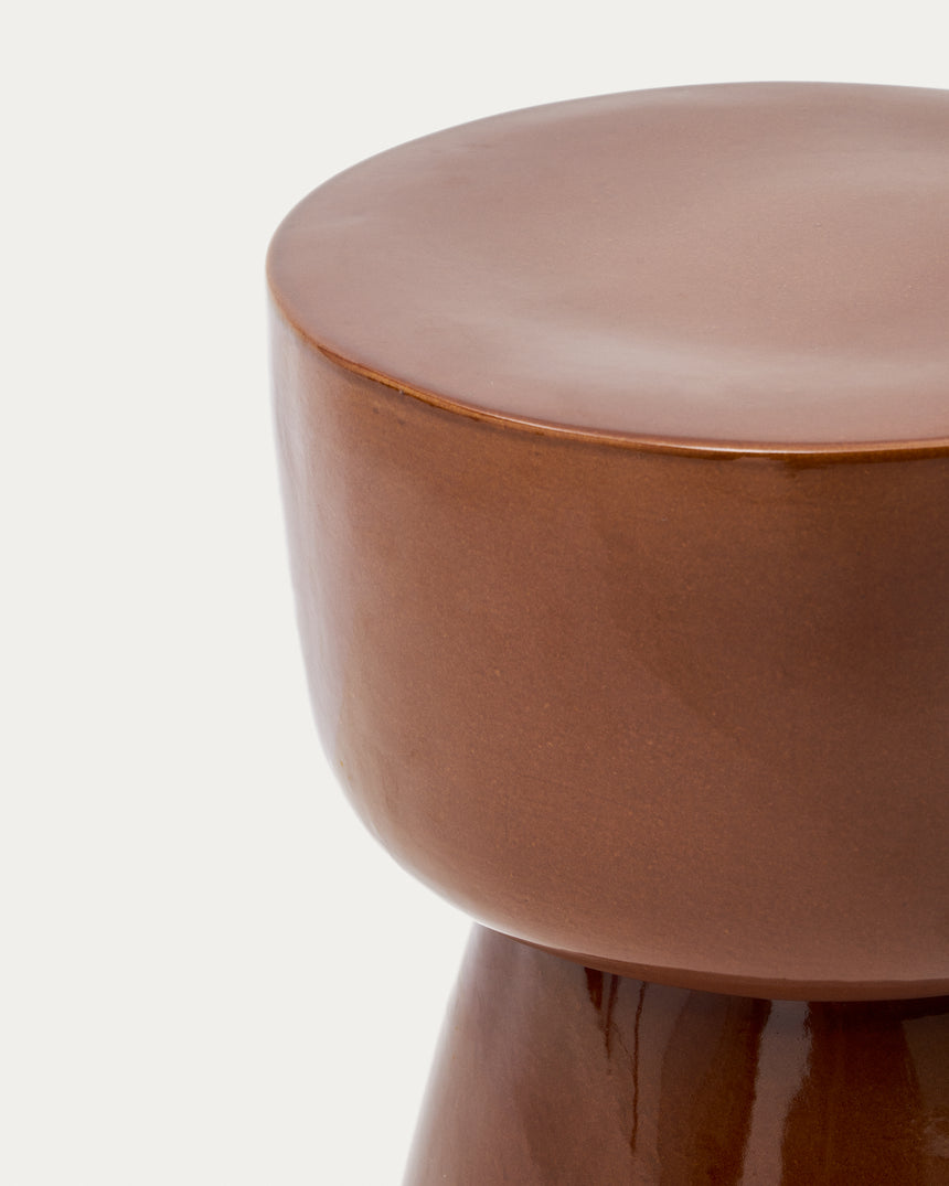 Mesquida Outdoor Beistelltisch aus Keramik mit Terrakotta Glasurfinish Ø 35 cm - ZEN ZONE Furniture