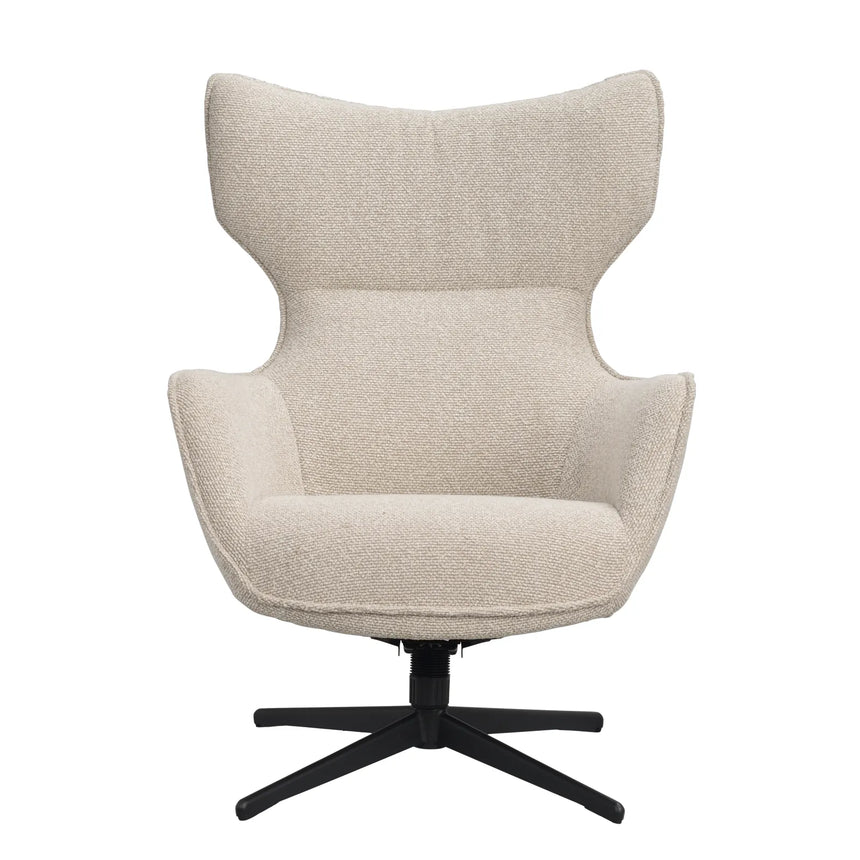 JENKINS Sofasessel drehbar, schaukelbar, in Beige/schwarz 85x73x100cm - ZEN ZONE Furniture