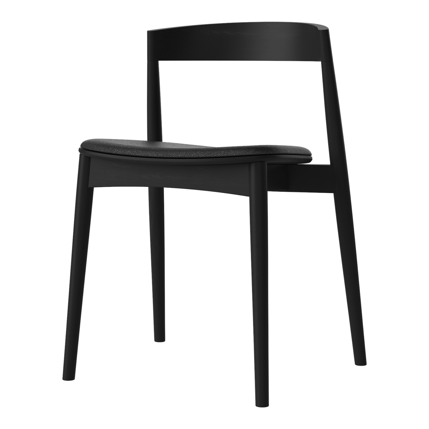 Kite Esstischstuhl aus Eiche schwarz lackiert – Gepolstert, Quattro by Spoor - Leder, Black - ZEN ZONE Furniture
