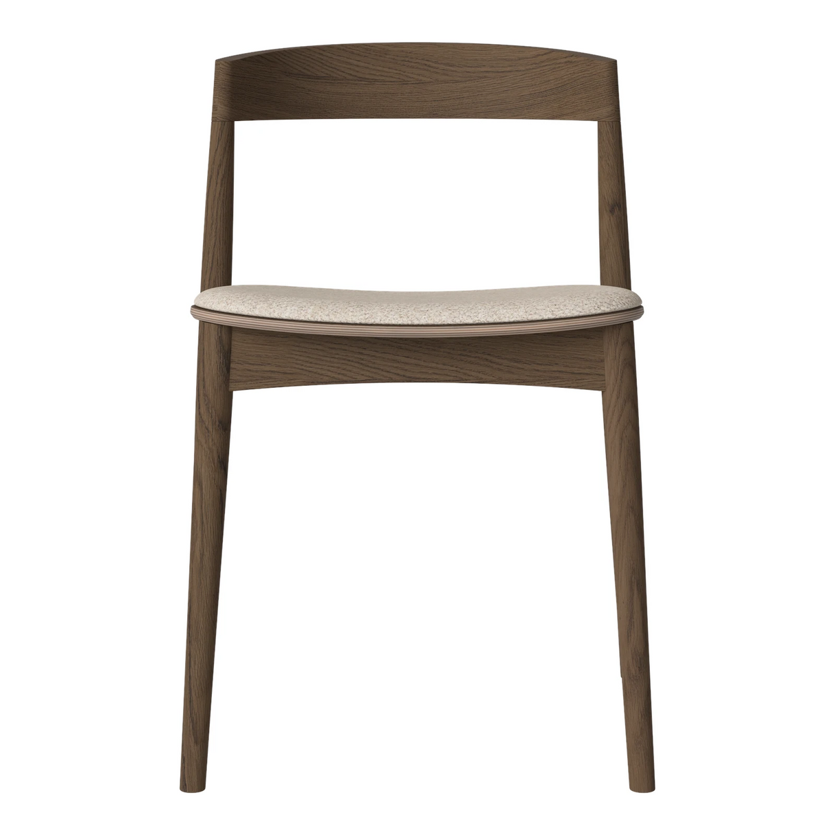 Kite Esstischstuhl aus Dunkel geölter Eiche – Gepolstert, Monza - Bouclé und Textur, Beige - ZEN ZONE Furniture