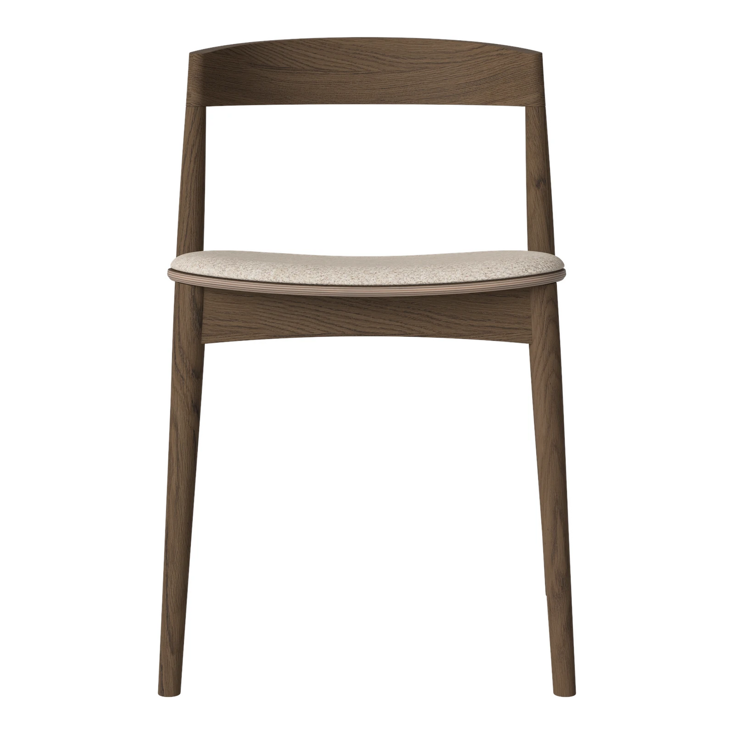 Kite Esstischstuhl aus Dunkel geölter Eiche – Gepolstert, Monza - Bouclé und Textur, Beige - ZEN ZONE Furniture