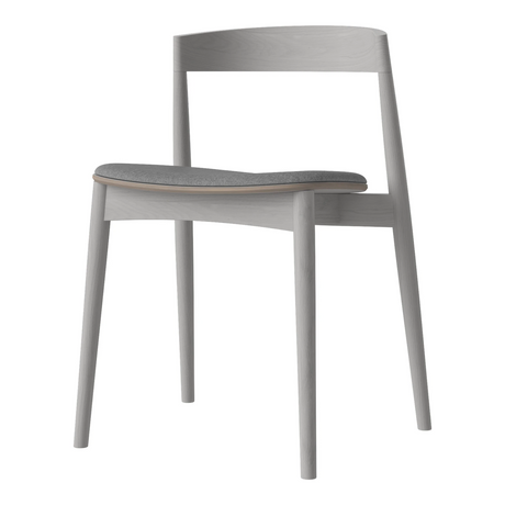 Kite Esstischstuhl aus Eiche grau lackiert – Gepolstert, Soil - Glattes Gewebe, Light Grey - ZEN ZONE Furniture