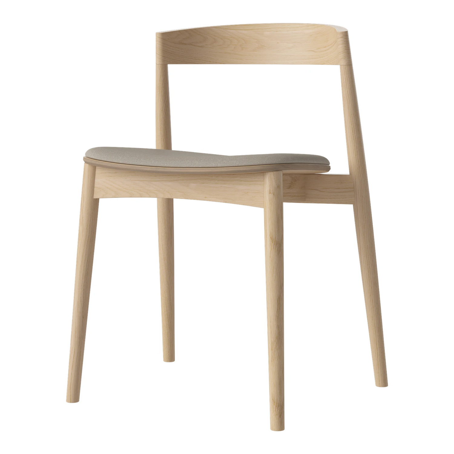Kite Esstischstuhl aus Eiche weiß pigmentiert geölt – Gepolstert, Soil - Glattes Gewebe, Sand - ZEN ZONE Furniture