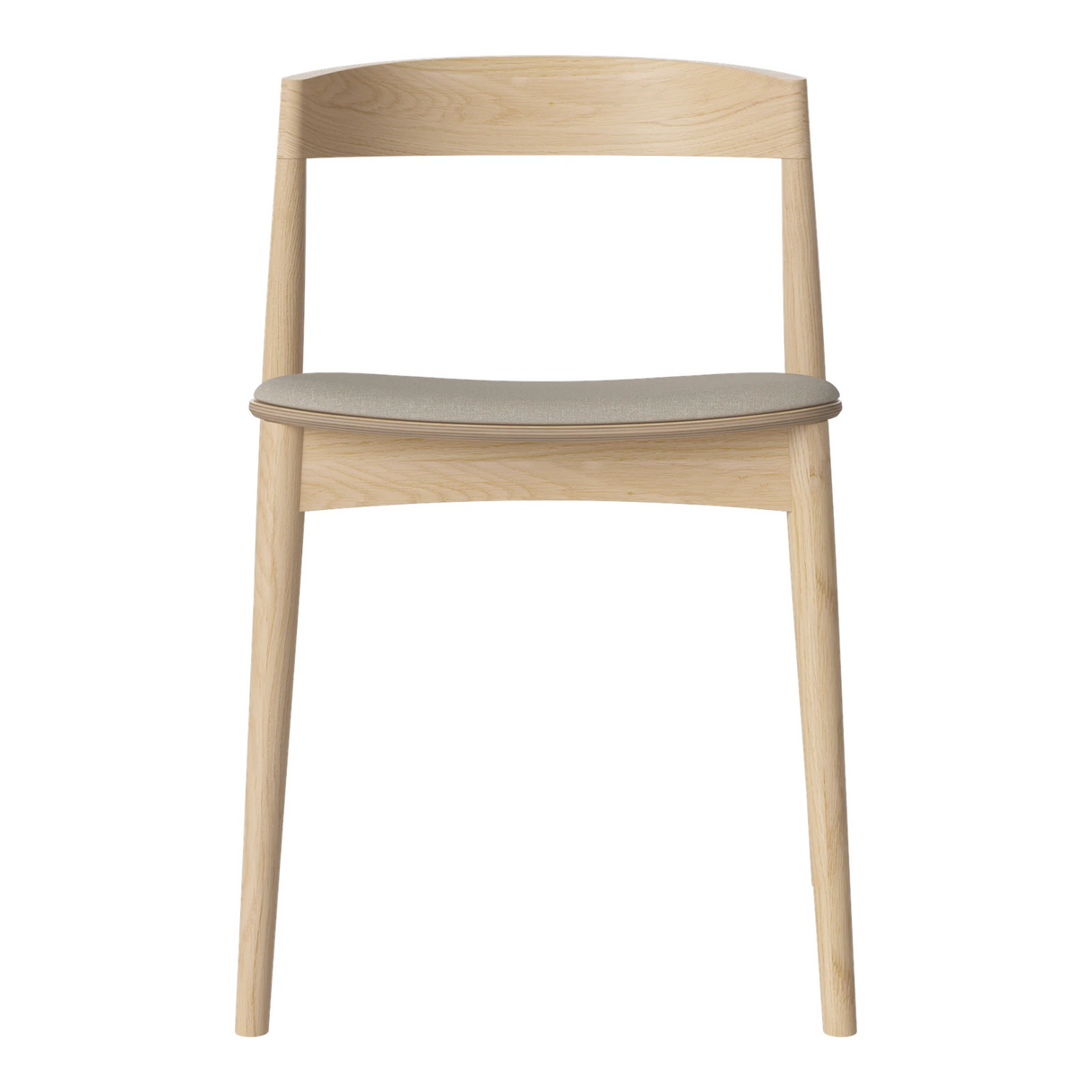 Kite Esstischstuhl aus Eiche weiß pigmentiert geölt – Gepolstert, Soil - Glattes Gewebe, Sand - ZEN ZONE Furniture
