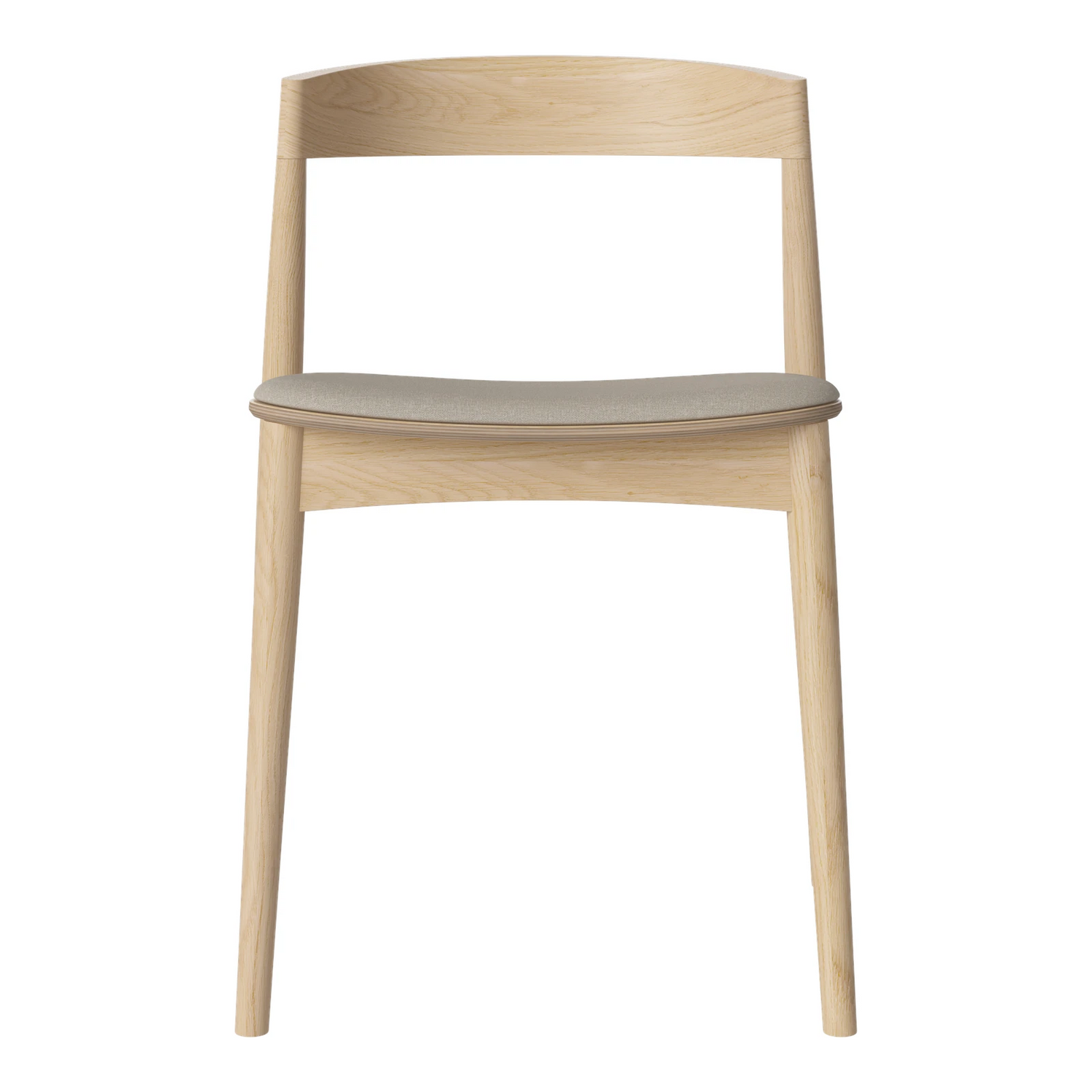 Kite Esstischstuhl aus Eiche weiß pigmentiert geölt – Gepolstert, Soil - Glattes Gewebe, Sand - ZEN ZONE Furniture