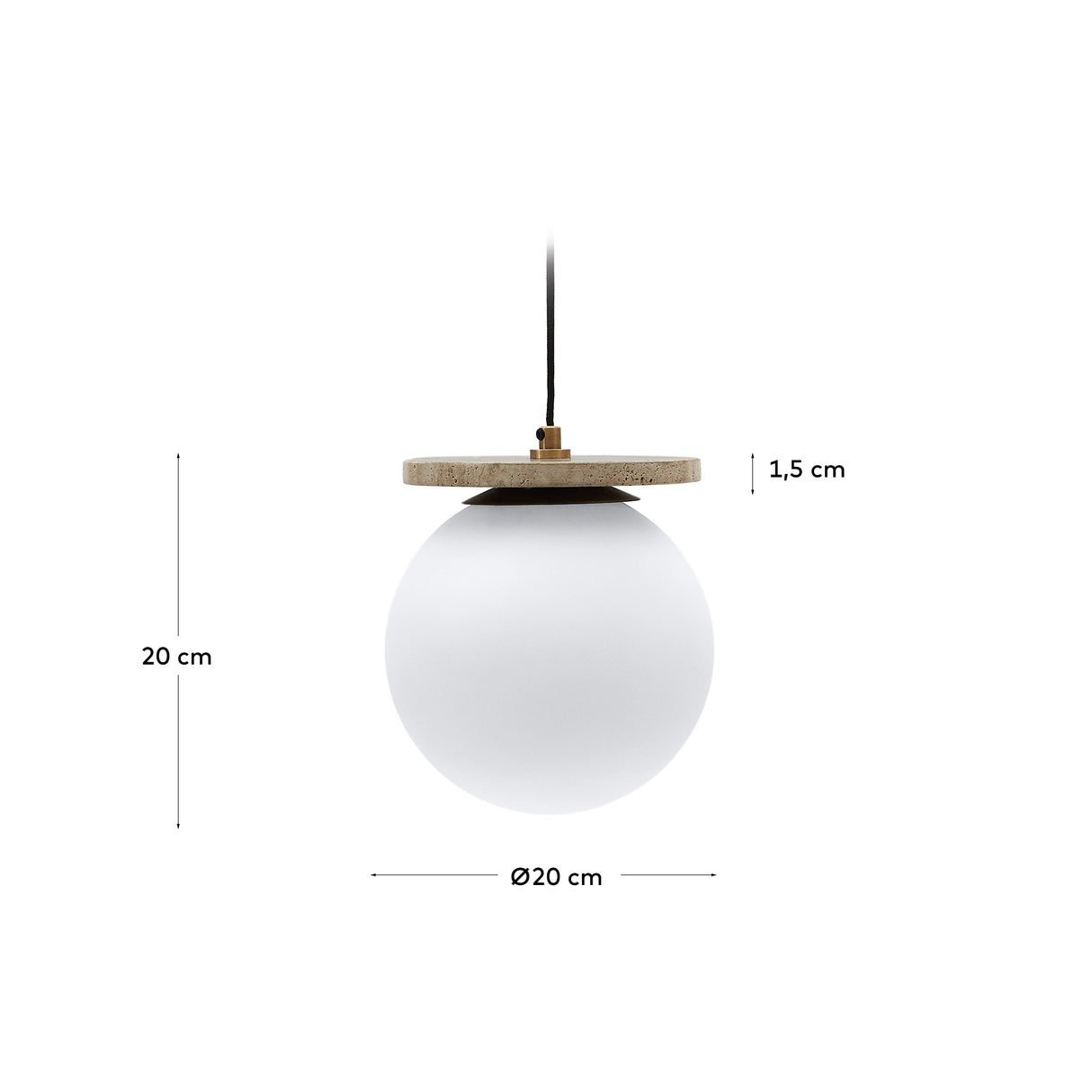 Deckenleuchte Malachi aus Milchglas und Travertinstein - ZEN ZONE Furniture