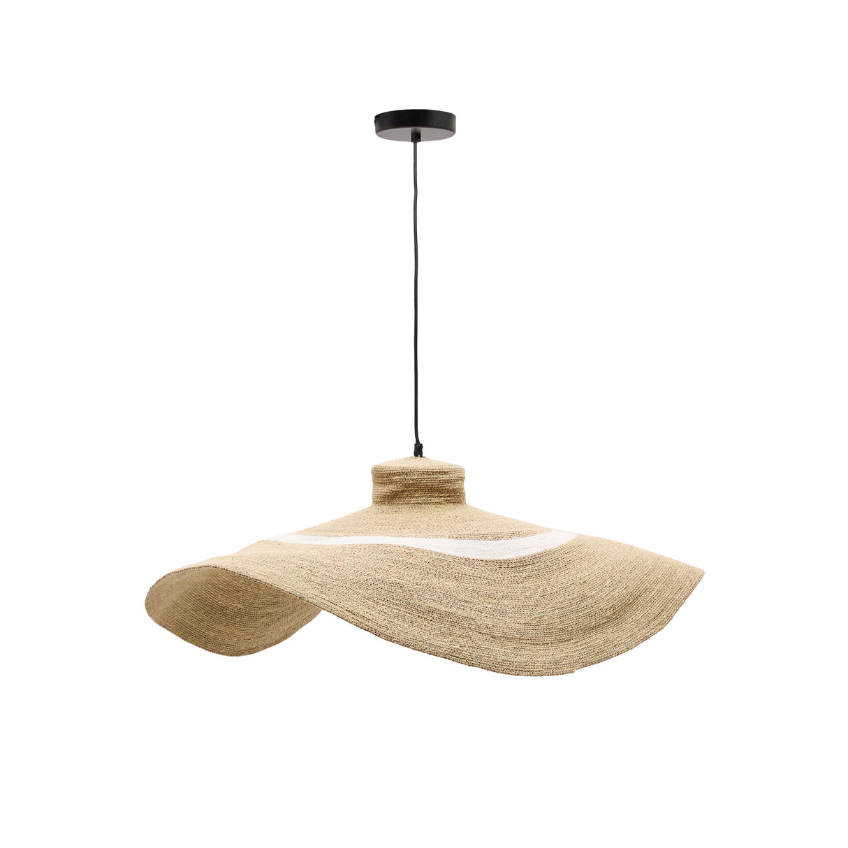 Albenya Deckenlampe aus Naturfasern und Baumwolle mit naturfarbenem und weißem Finish Ø 90 cm - ZEN ZONE Furniture