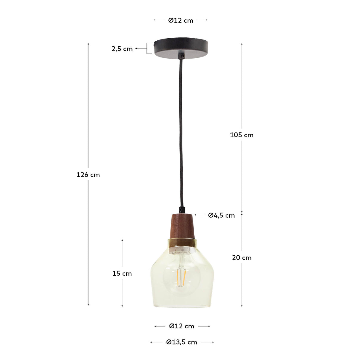 Deckenleuchte Silex aus grünem Glas und Walnussholz Ø 13 cm - ZEN ZONE Furniture