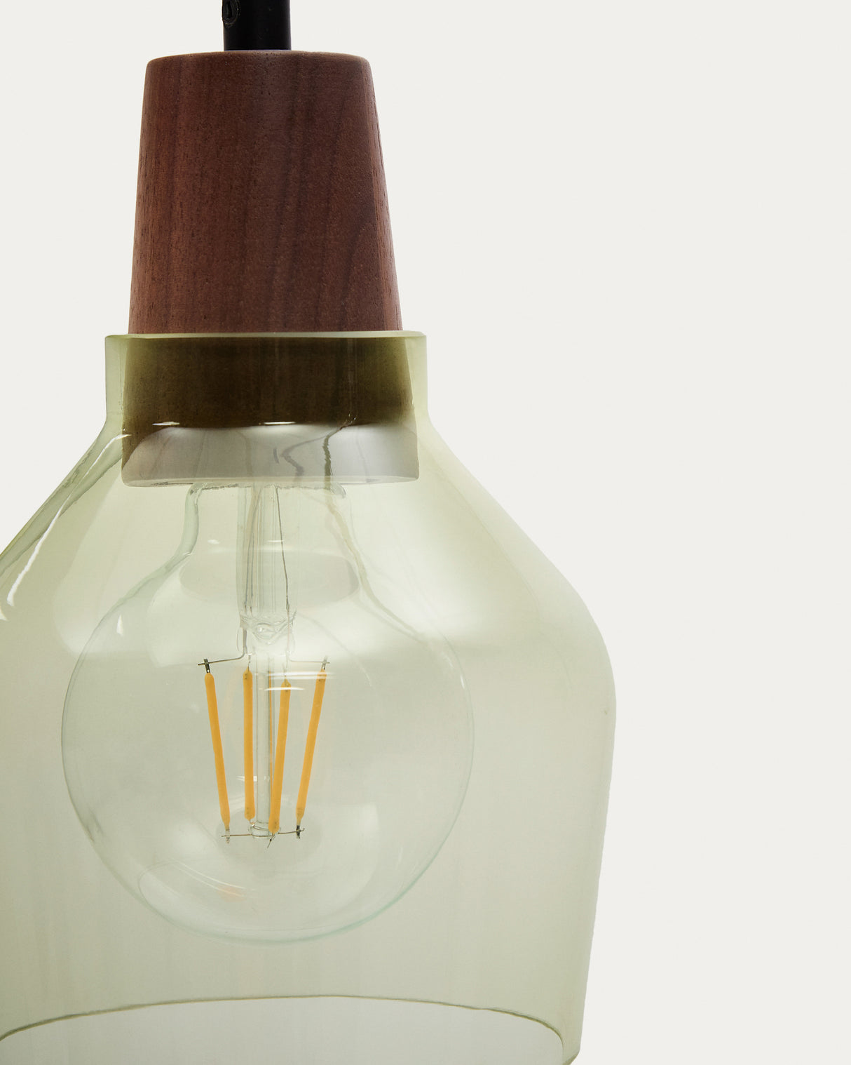 Deckenleuchte Silex aus grünem Glas und Walnussholz Ø 13 cm - ZEN ZONE Furniture