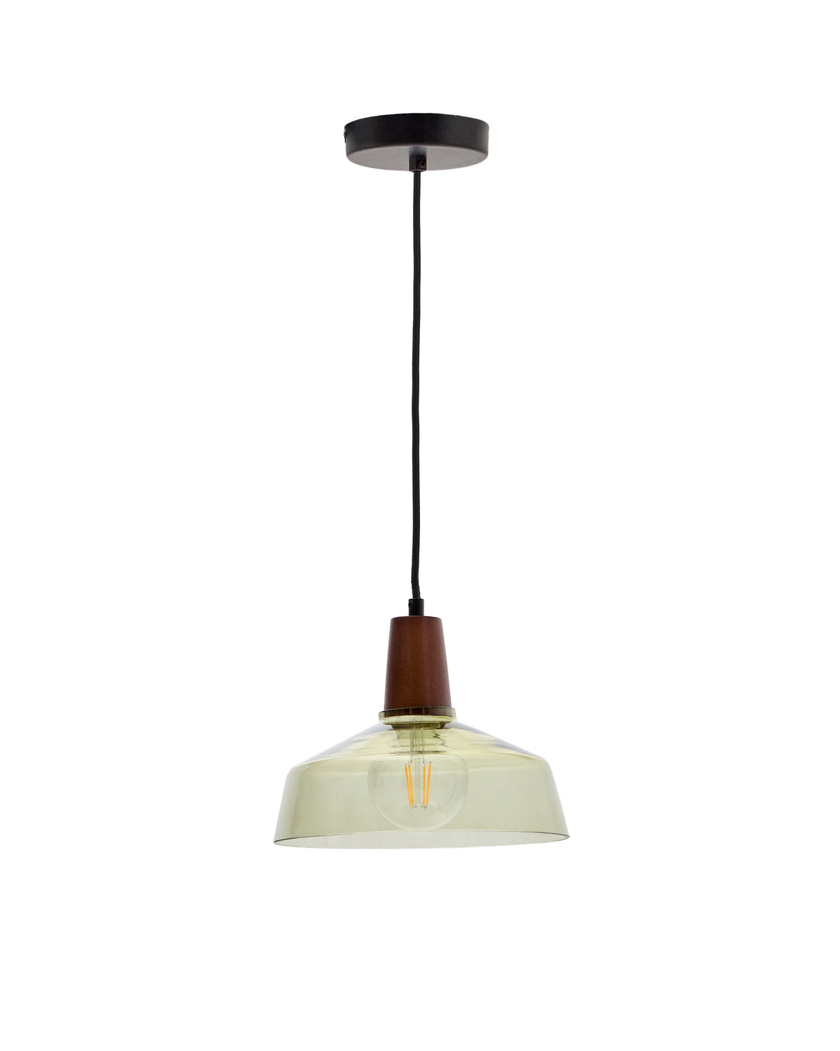 Deckenleuchte Silex aus grünem Glas und Walnussholz Ø 40 cm - ZEN ZONE Furniture