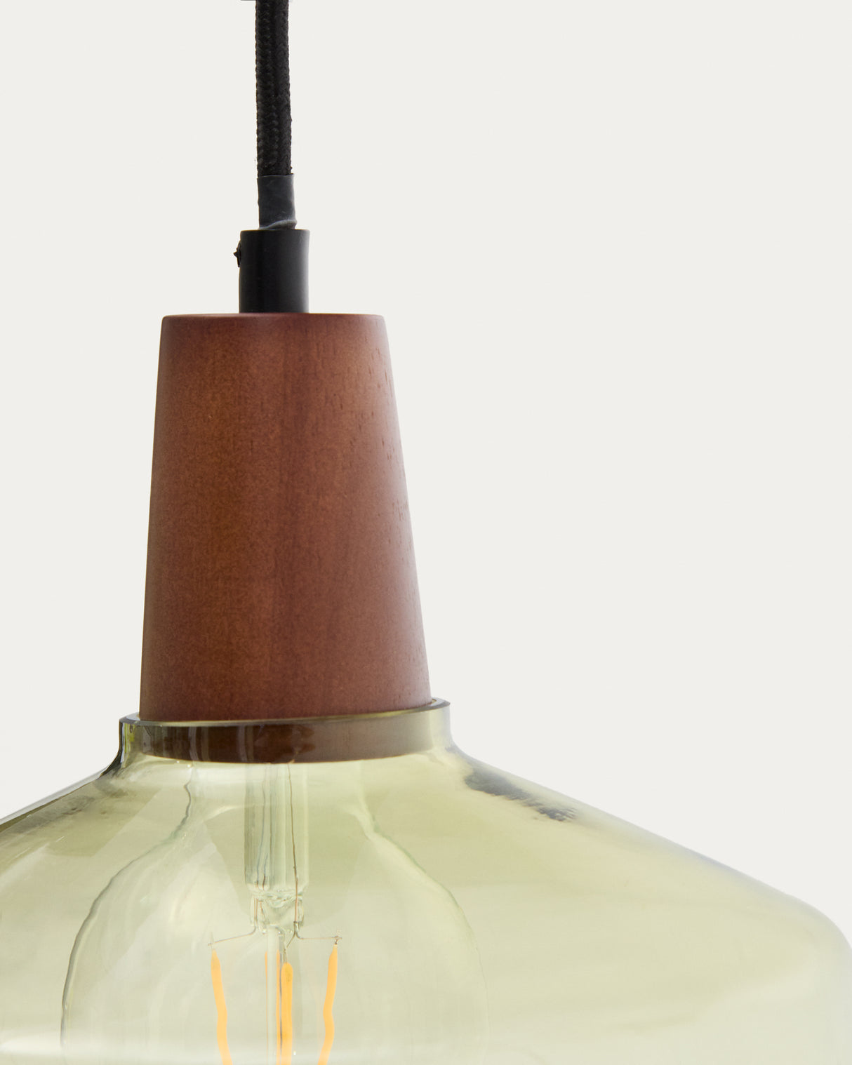 Deckenleuchte Silex aus grünem Glas und Walnussholz Ø 40 cm - ZEN ZONE Furniture