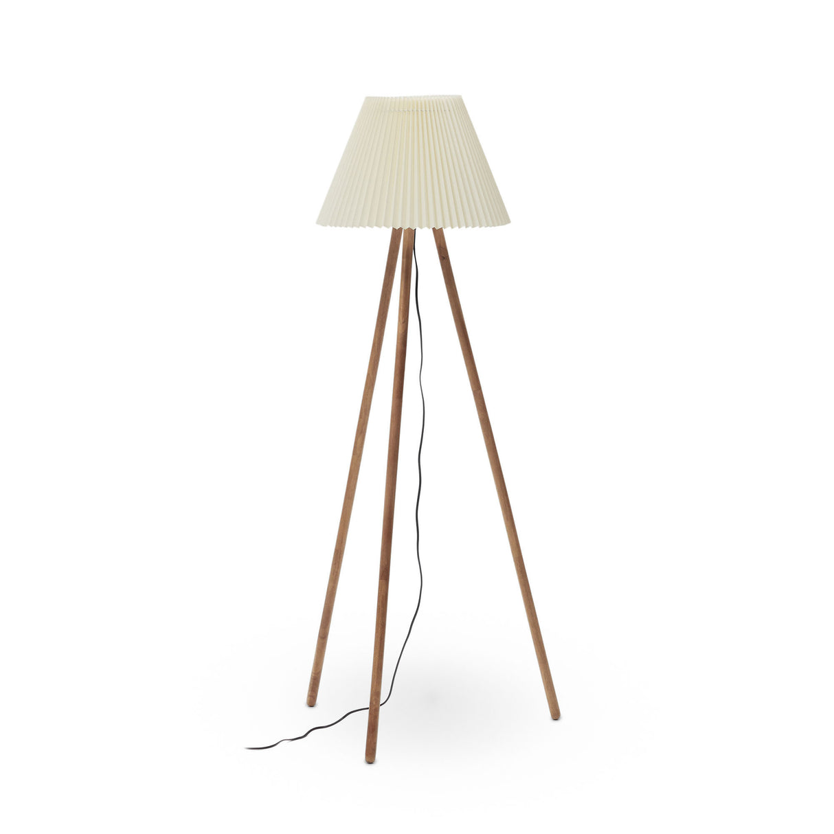 Benicarlo Stehlampe aus Kautschukholz mit natürlichem Finish und Beige - ZEN ZONE Furniture