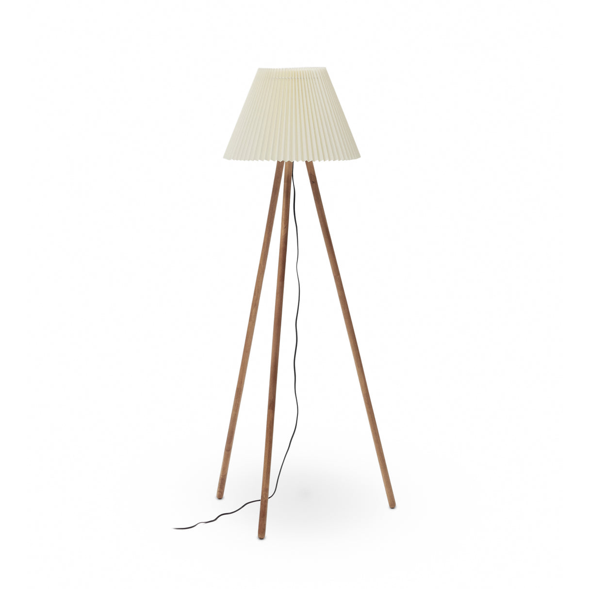 Benicarlo Stehlampe aus Kautschukholz mit natürlichem Finish und Beige - ZEN ZONE Furniture