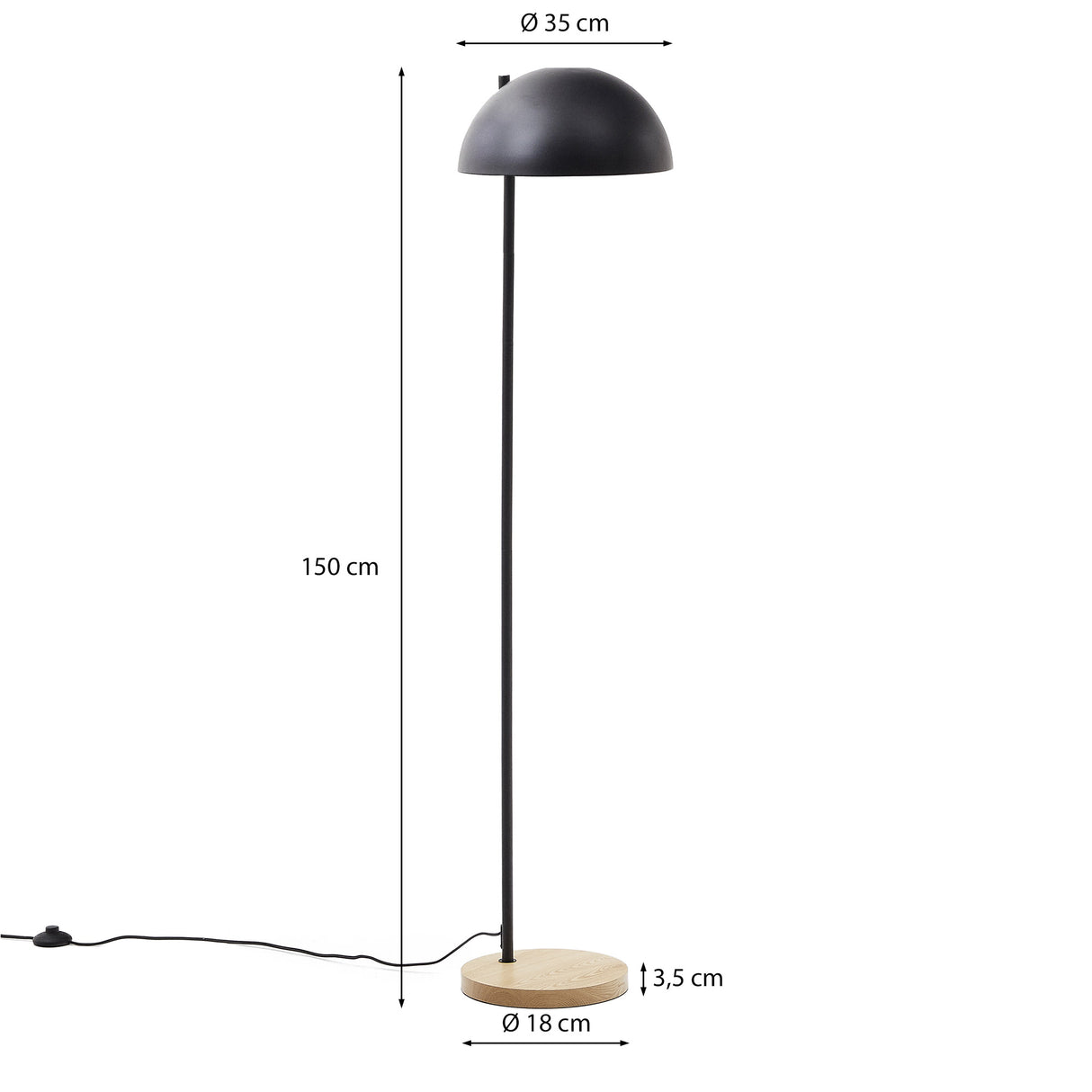 Catlar Stehlampe aus Eschenholz und Metall mit schwarzem Lackfinish - ZEN ZONE Furniture