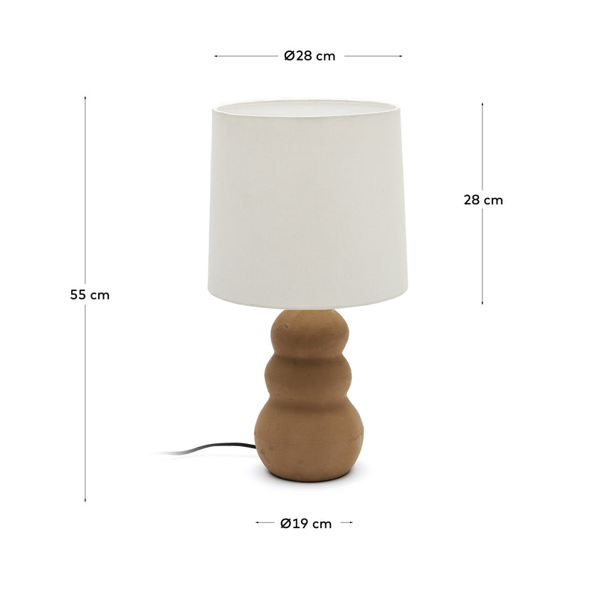 Madsen Tischleuchte aus Terrakotta mit weißem Lampenschirm - ZEN ZONE Furniture