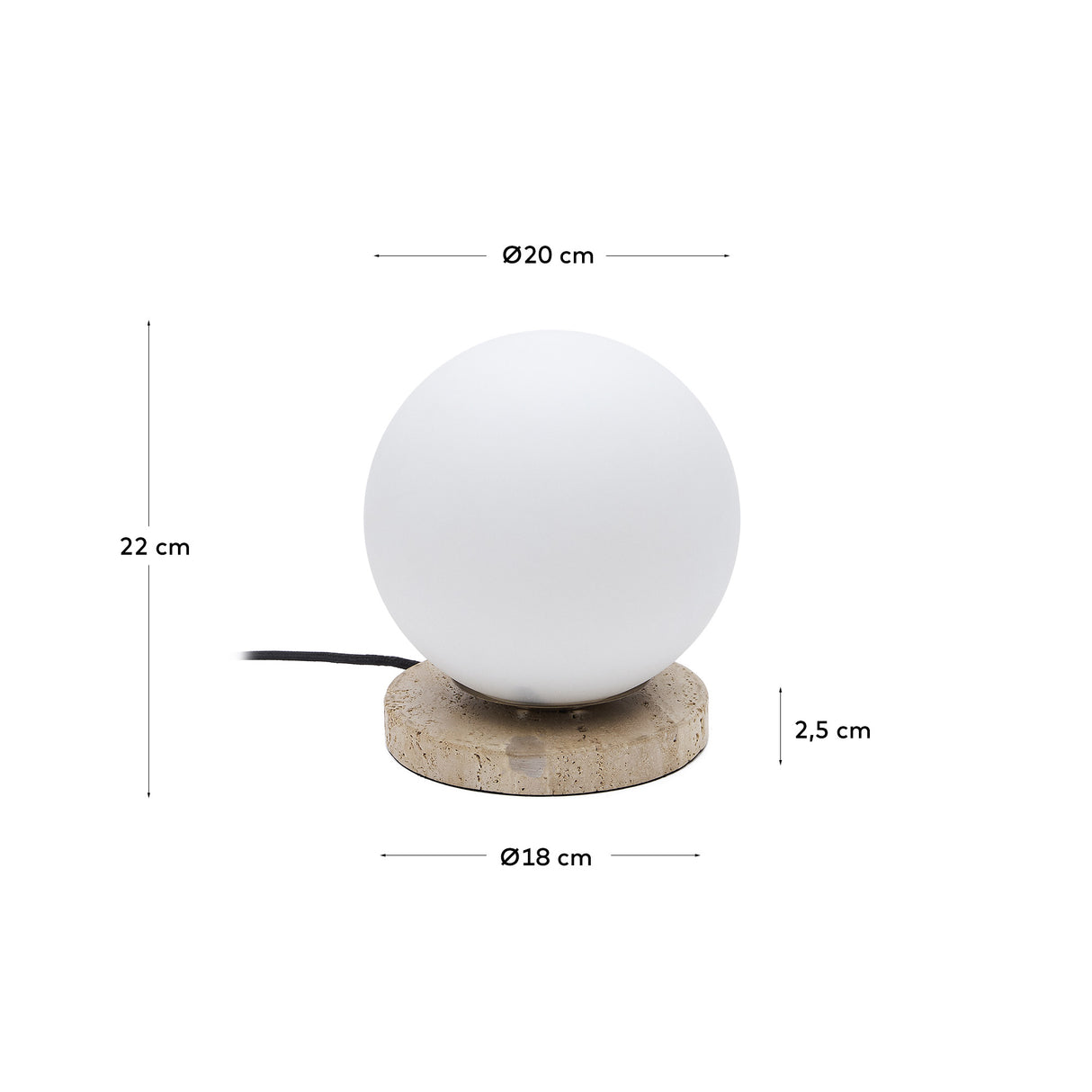 Malachi Tischlampe aus Milchglas und Travertinstein - ZEN ZONE Furniture