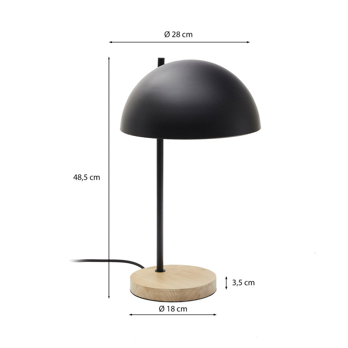Catlar Tischlampe aus Eschenholz und Metall mit schwarzem Lackfinish - ZEN ZONE Furniture
