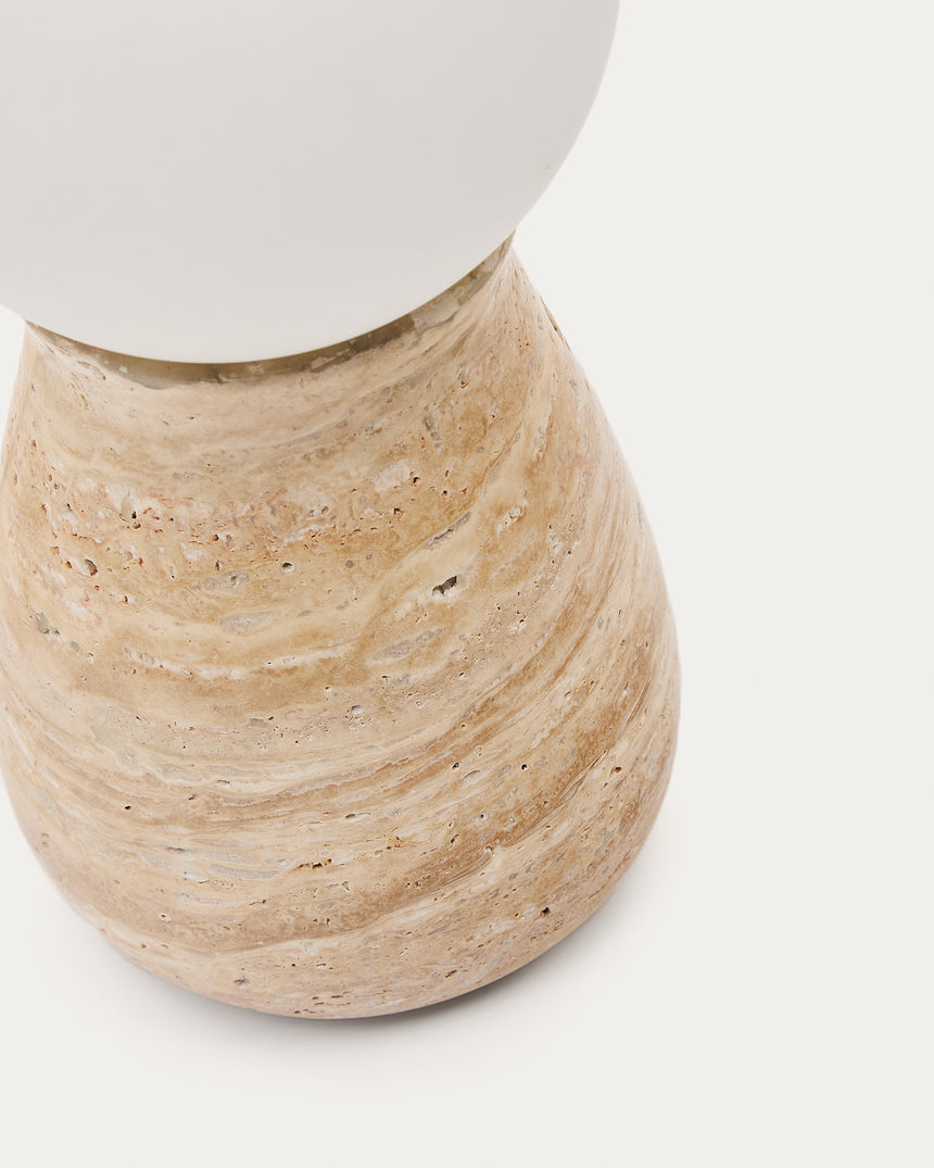 Tischleuchte Okeni aus Travertin und Glas. - ZEN ZONE Furniture