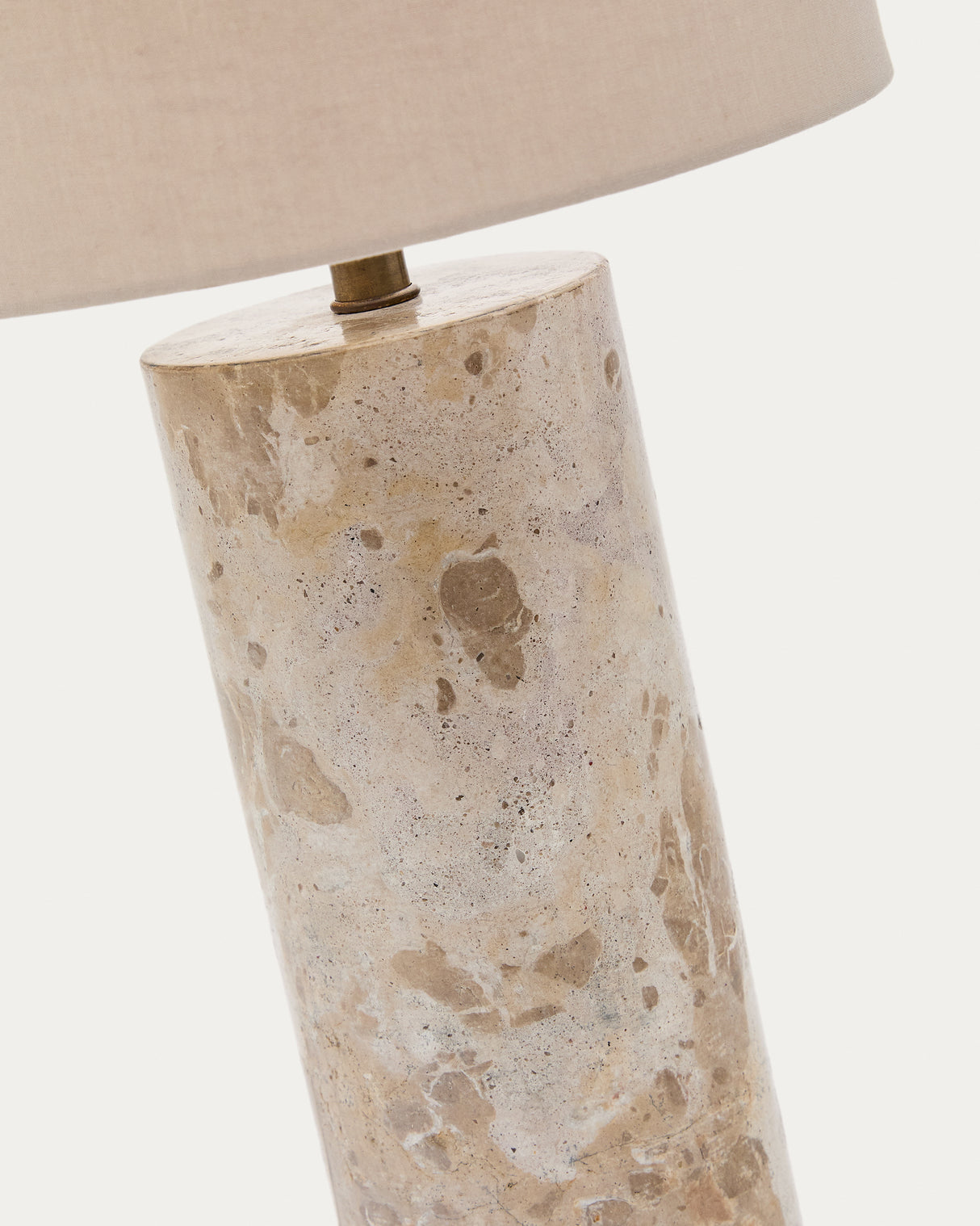 Tischleuchte Raze aus beigefarbenem Marmor und beigefarbenem Lampenschirm aus Leinen - ZEN ZONE Furniture