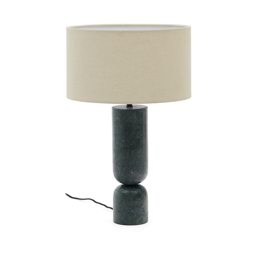 Tischleuchte Vex aus grünem Marmor und grauem Lampenschirm aus Leinen - ZEN ZONE Furniture