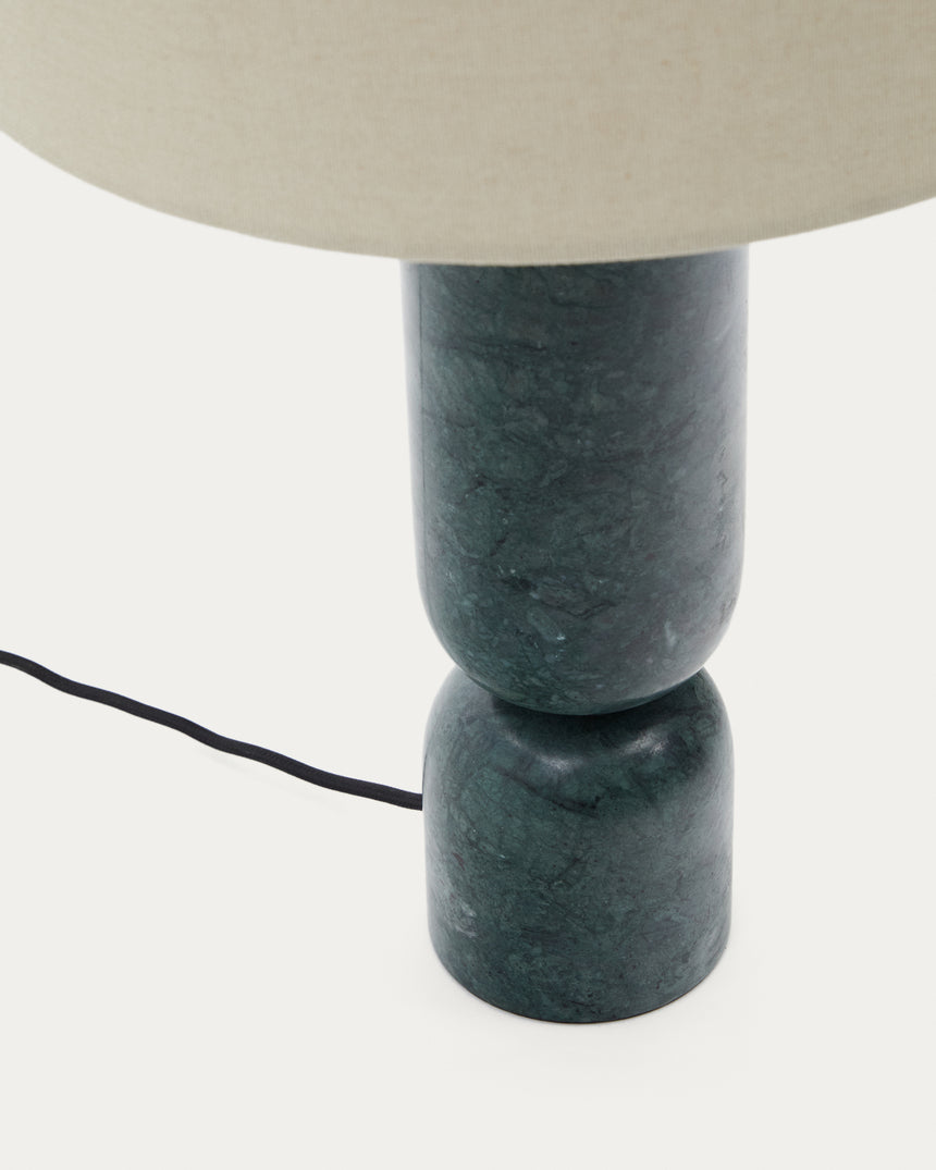 Tischleuchte Vex aus grünem Marmor und grauem Lampenschirm aus Leinen - ZEN ZONE Furniture