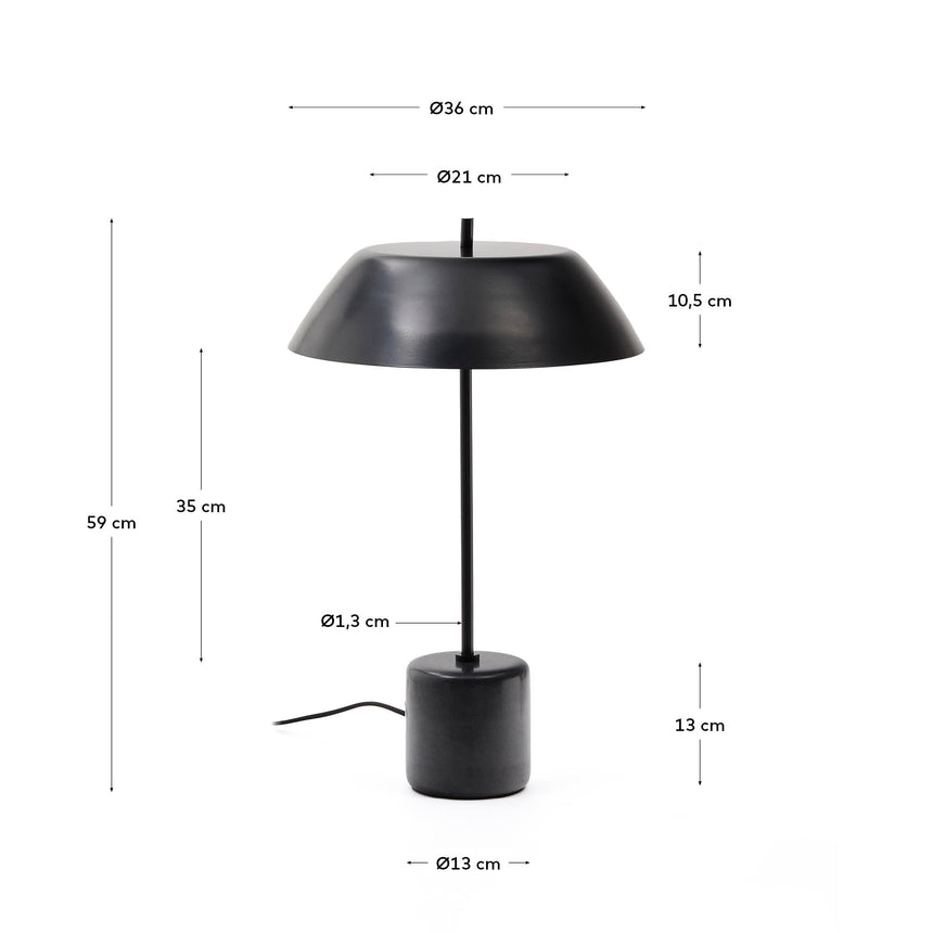 Tischleuchte Sayra aus schwarzem Marmor und Metall mit schwarzem Finish - ZEN ZONE Furniture