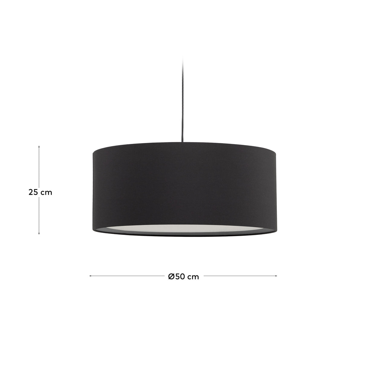 Lampenschirm für Deckenleuchte Santana in Schwarz mit Diffusor in Weiß Ø 50 cm - ZEN ZONE Furniture