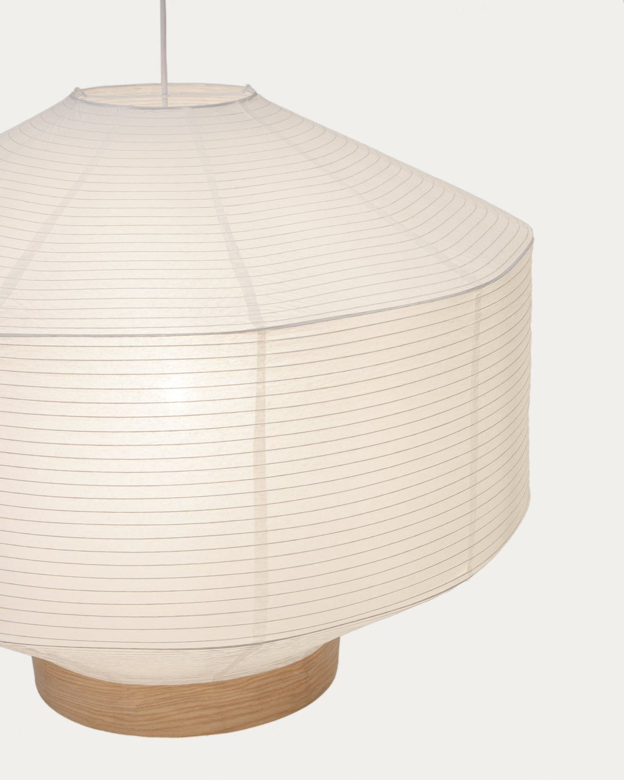 Lampenschirm für Deckenleuchte Hila aus weißem Papier und Naturholzfurnier Ø 80 cm - ZEN ZONE Furniture