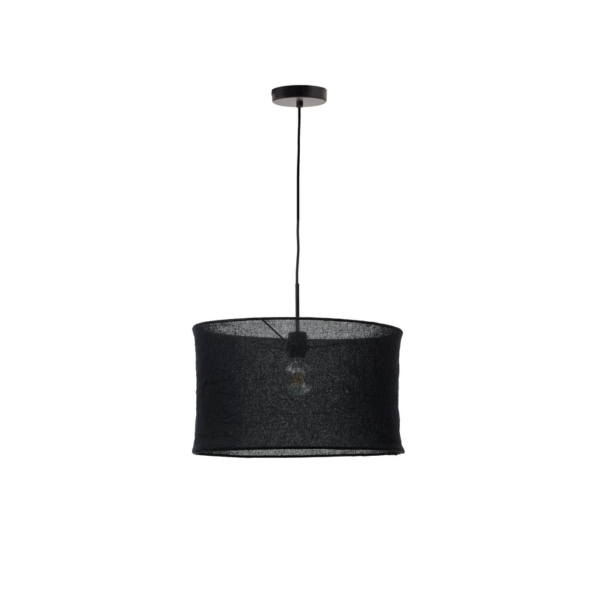 Mariela Schirm für Deckenlampe aus Leinen mit schwarzem Finish Ø 50 x 30 cm - ZEN ZONE Furniture