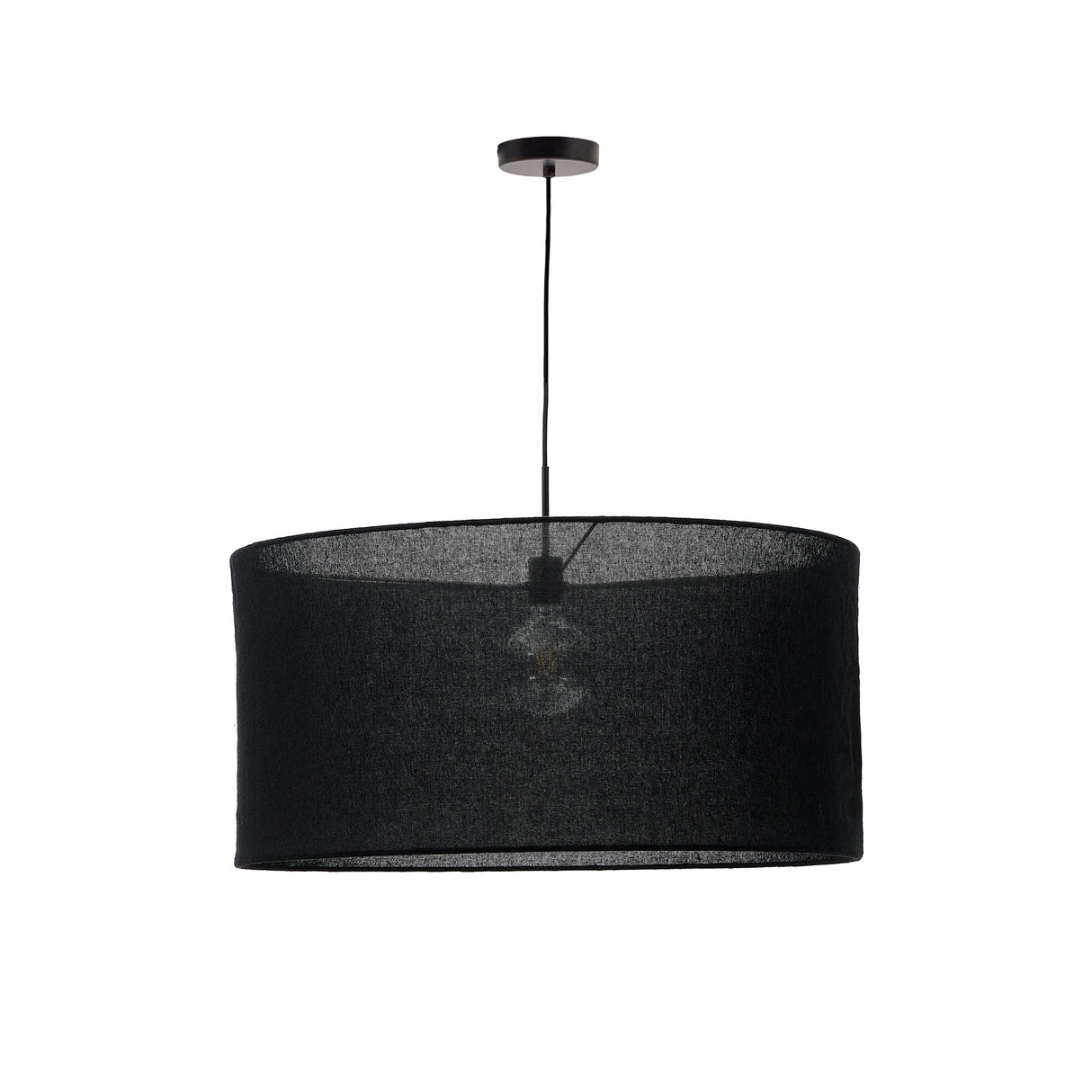 Lampenschirm für Deckenleuchte Mariela aus Leinen mit schwarzem Finish Ø 80 x 40 cm - ZEN ZONE Furniture