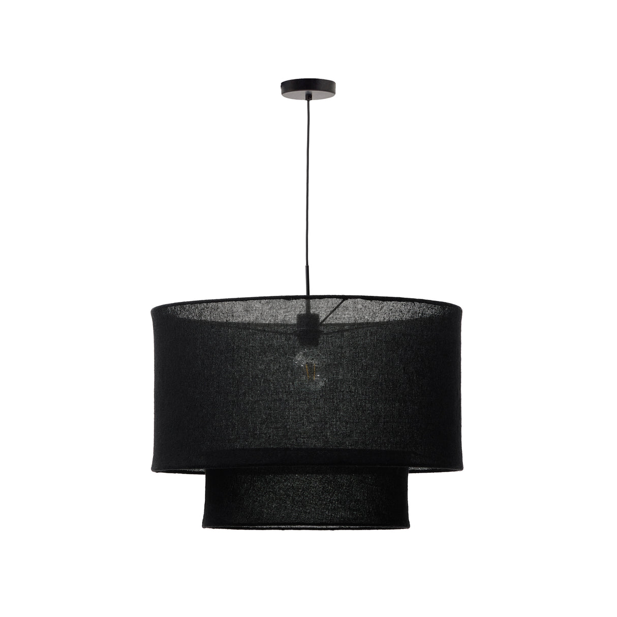 Lampenschirm für Deckenleuchte Mariela aus Leinen mit schwarzem Finish Ø 60 x 40 cm - ZEN ZONE Furniture