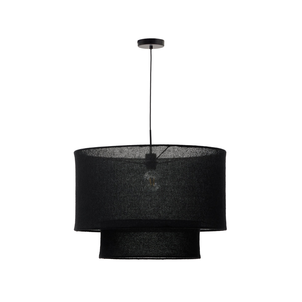 Lampenschirm für Deckenleuchte Mariela aus Leinen mit schwarzem Finish Ø 60 x 40 cm - ZEN ZONE Furniture