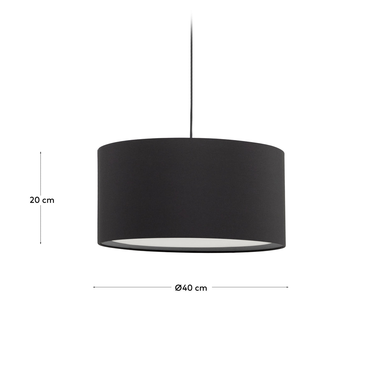 Lampenschirm für Deckenleuchte Santana in Schwarz mit Diffusor in Weiß Ø 40 cm - ZEN ZONE Furniture