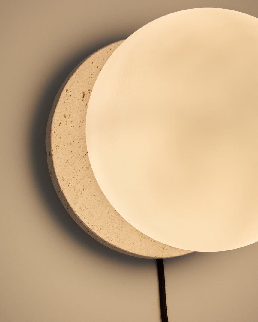 Wandleuchte Malachi aus Glas und Travertinstein - ZEN ZONE Furniture