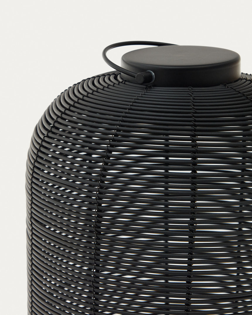 Saranella kleine tragbare Tischlampe aus Kunstrattan in Schwarz - ZEN ZONE Furniture