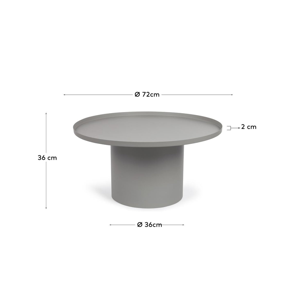 Fleksa runder Beistelltisch aus Metall grau Ø 72 cm - ZEN ZONE Furniture
