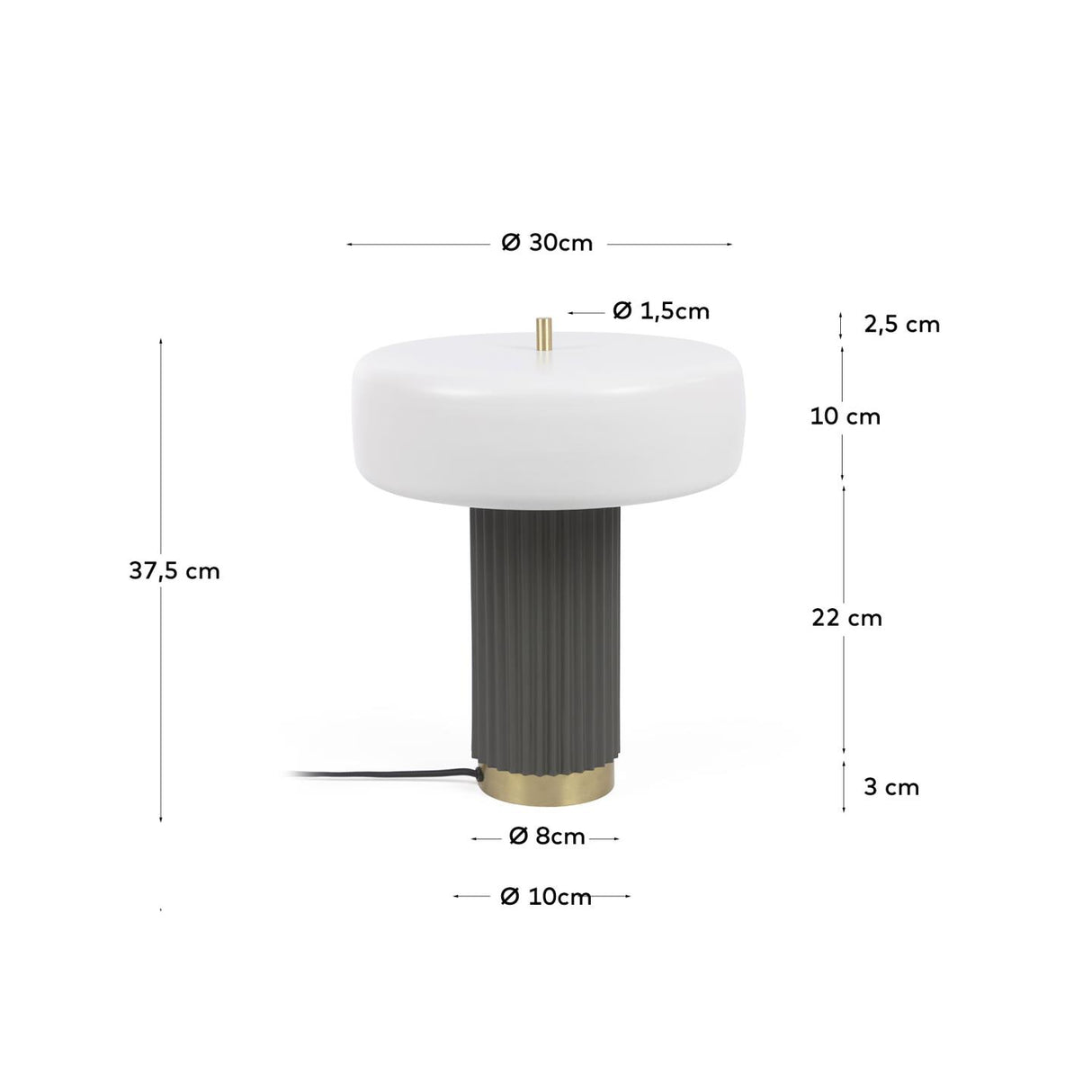 Serenella Tischlampe aus Metall mit weiß und grün lackiertem Finish - ZEN ZONE Furniture