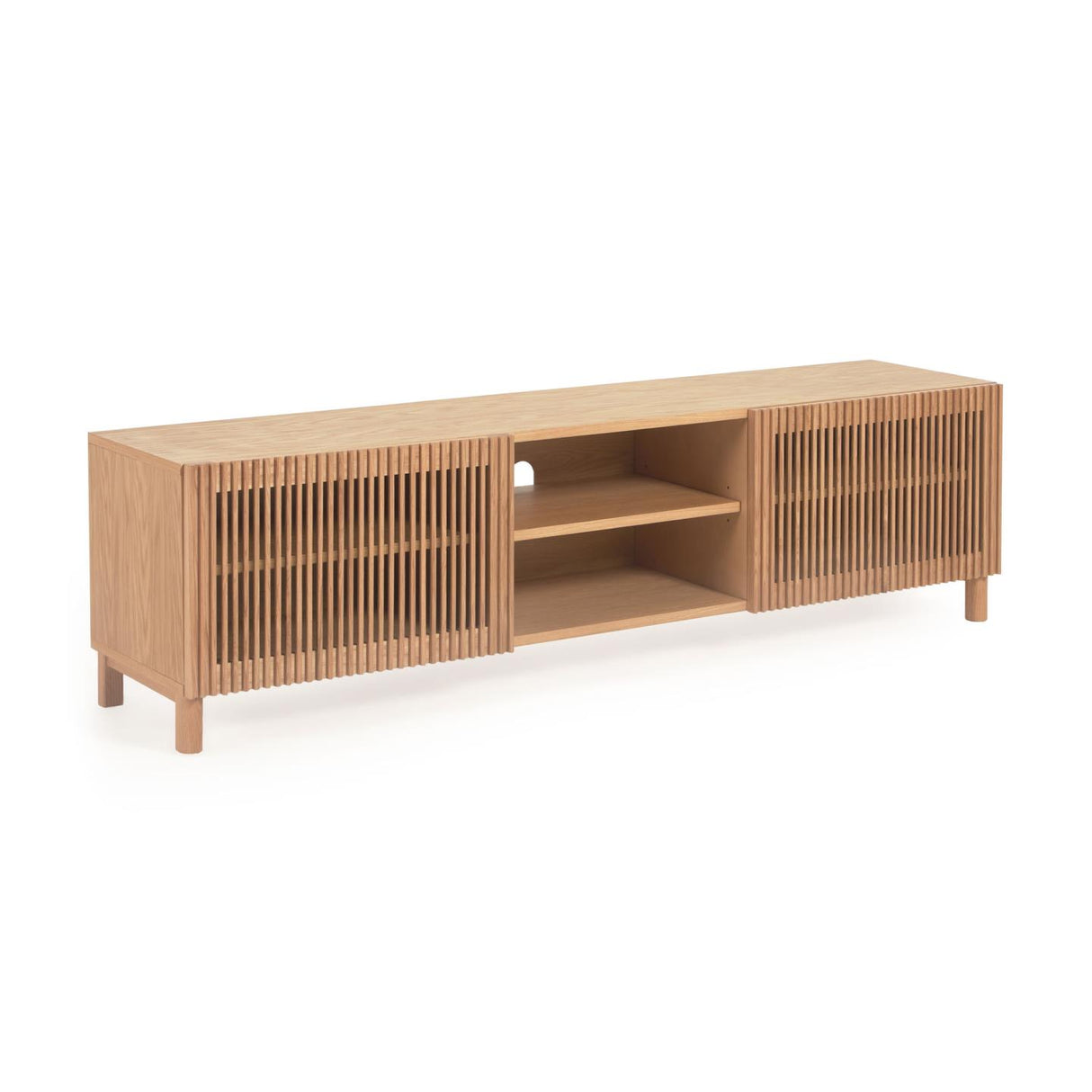 Beyla TV-Schrank 2 Türen aus massiver Eiche und Furnier 180 x 49,5 cm FSC 100% - ZEN ZONE Furniture
