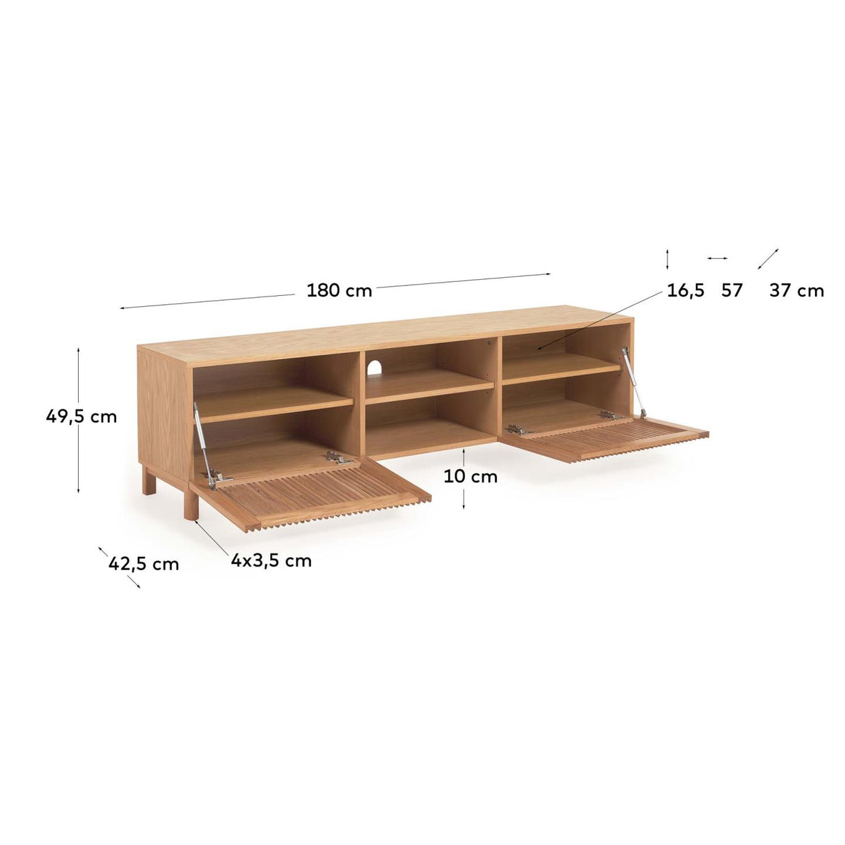 Beyla TV-Schrank 2 Türen aus massiver Eiche und Furnier 180 x 49,5 cm FSC 100% - ZEN ZONE Furniture